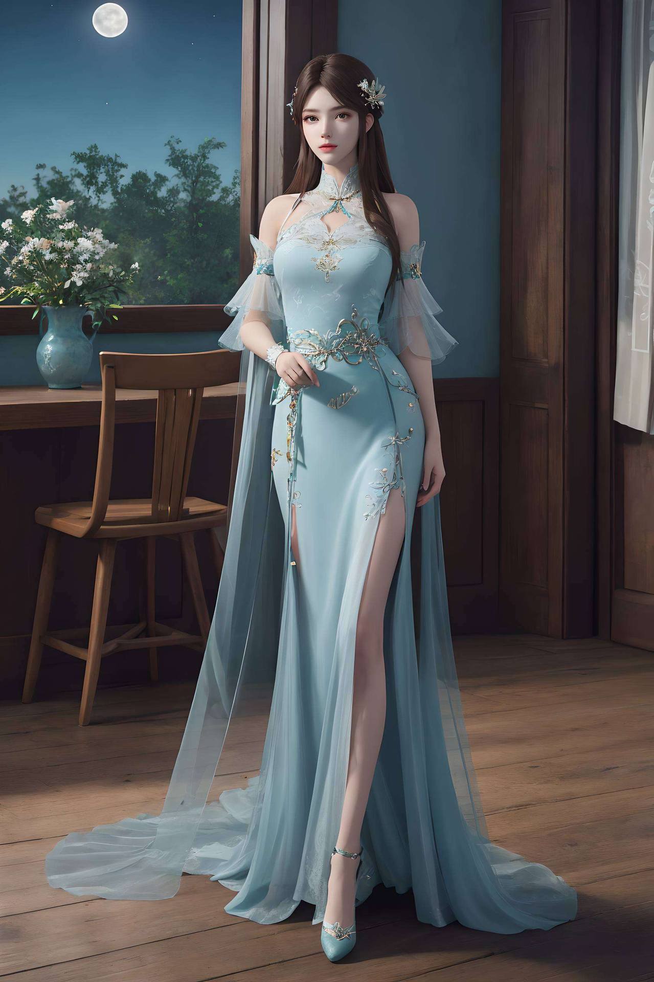 将这位动漫美女的灵动风姿展现得淋漓尽致气质高雅