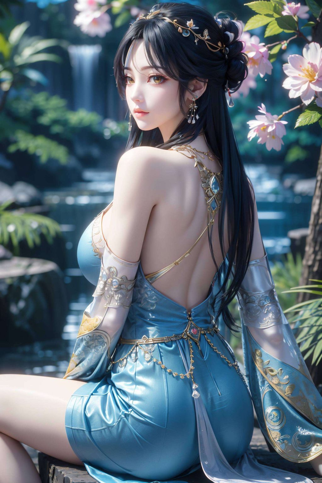 让你沉浸在这份独特的国漫之美中黑色背景更凸显其粉色的飘逸长发