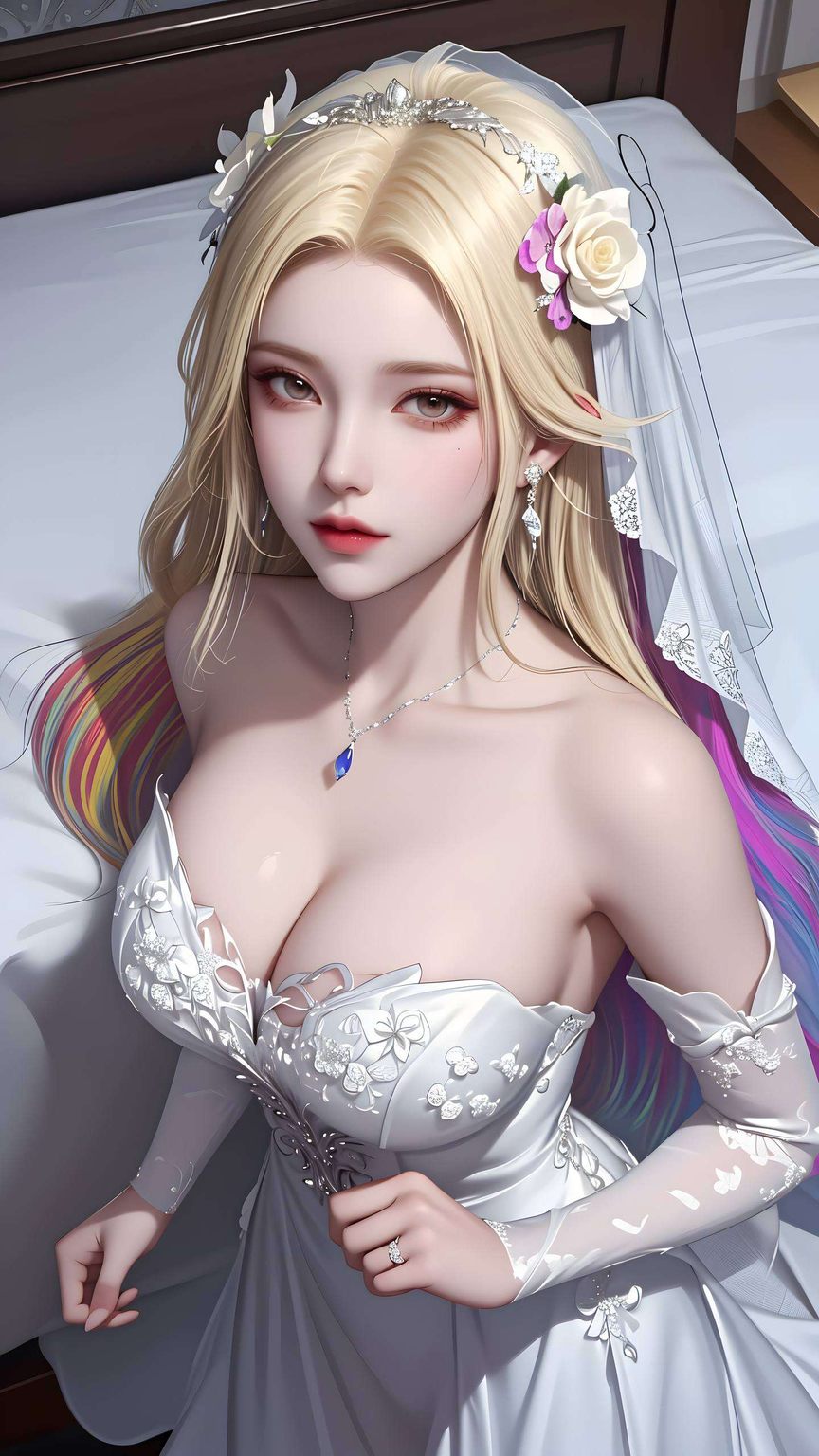 AI壁纸横屏震撼来袭！细腻笔触勾勒出她的灵动眼神色彩斑斓的背景映衬出她的神秘魅力