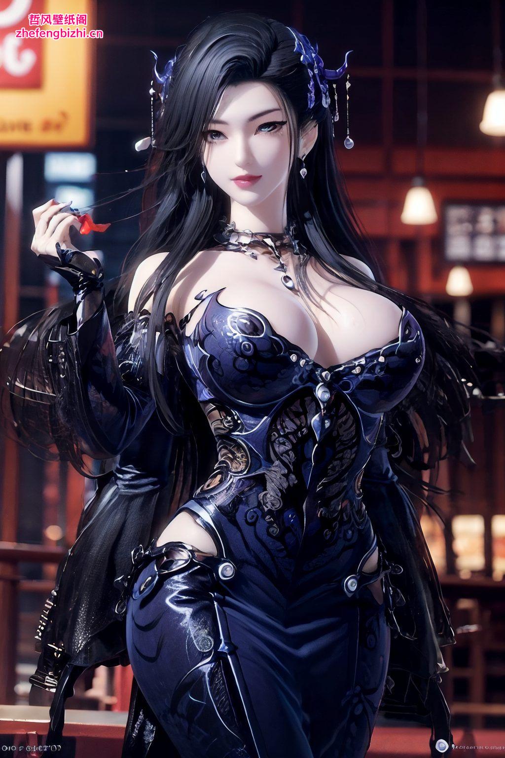 粉色背景映衬着她的娇美散发出满满的二次元风情