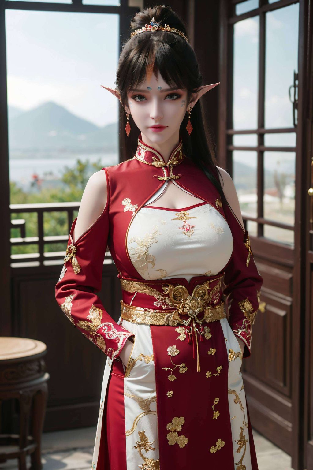 这款古风国漫美女凤清儿的高清手机壁纸以柔和的微笑素材为特色