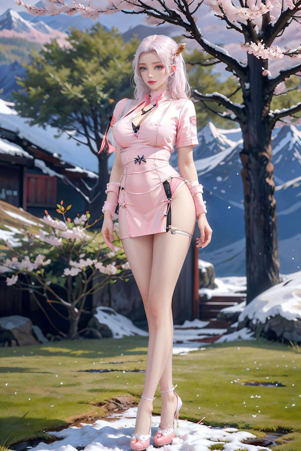 壁纸上的她4K超高清的细腻笔触