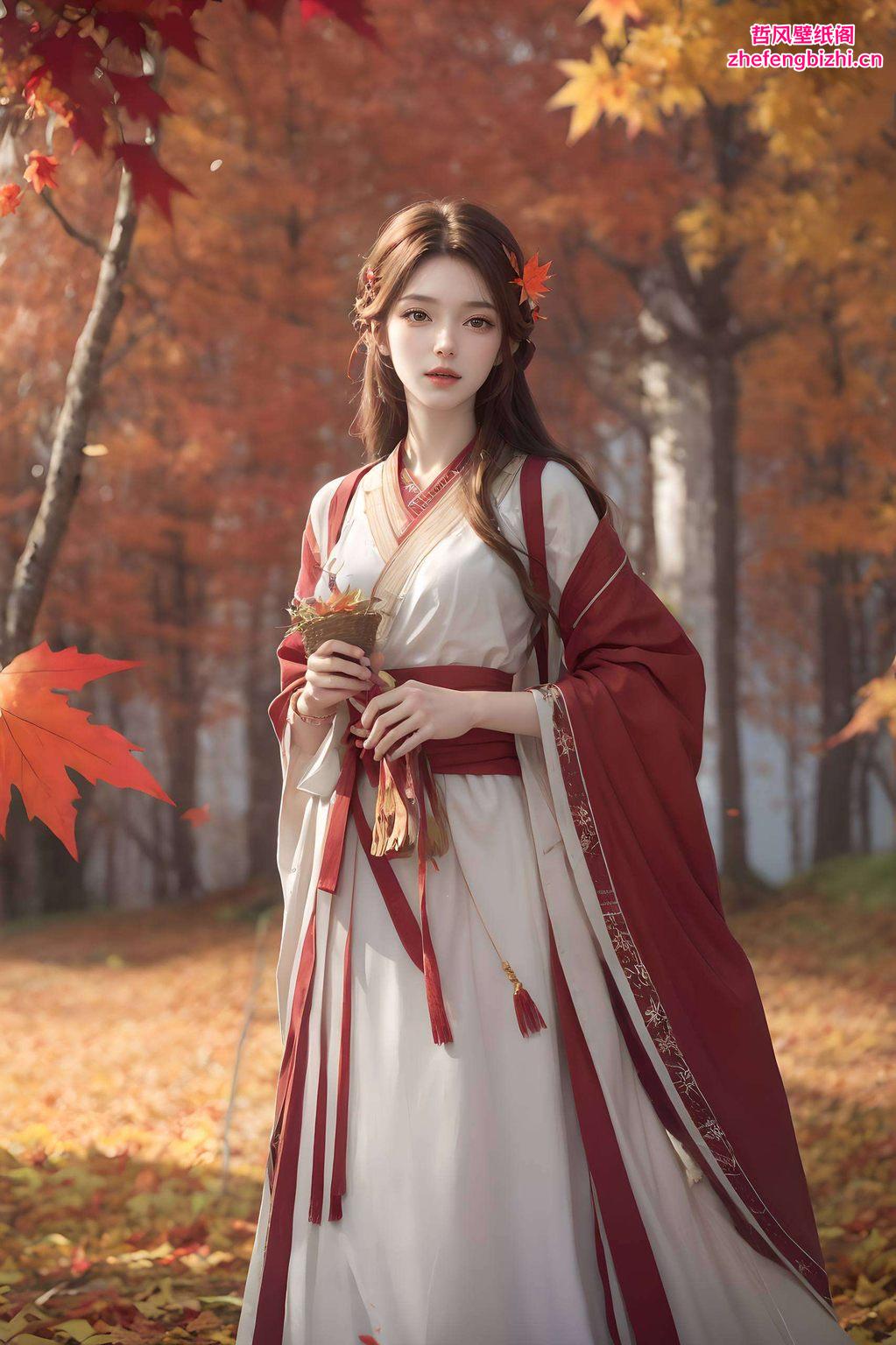 这款以国漫女神采桑女火灵儿为主题的微笑素材壁纸搭配清新的藝術風格