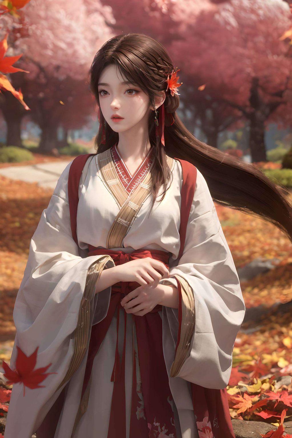 将完美世界中的火灵儿形象刻画得栩栩如生这款AI国漫美女水彩壁纸