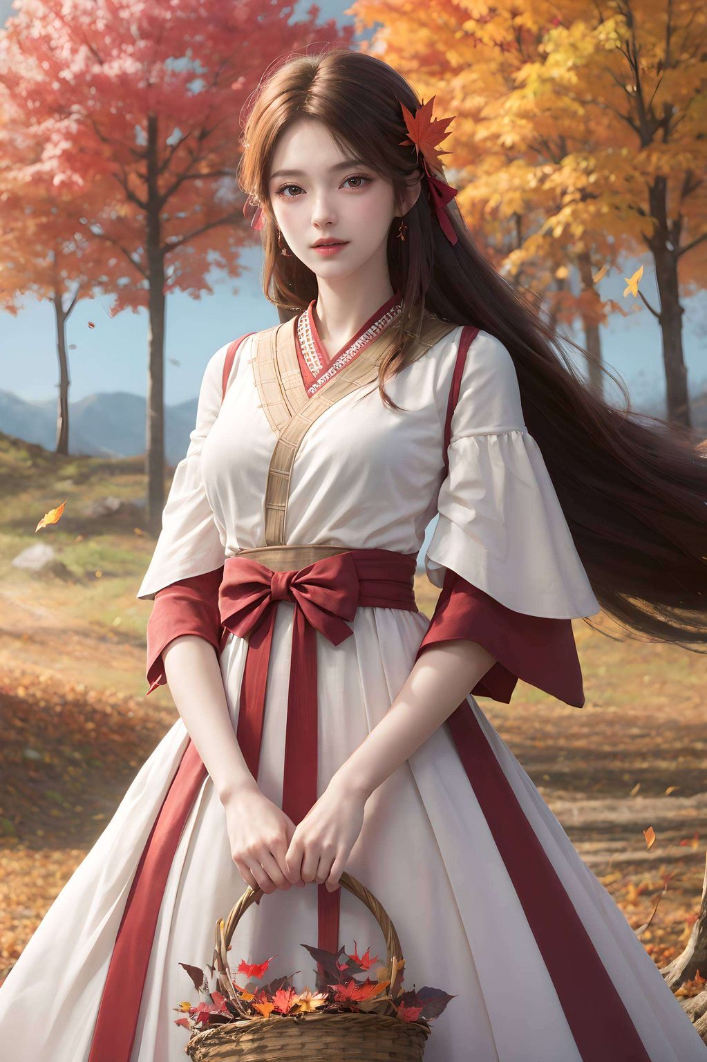 AI国漫美女花卉苹果国漫美女背景图片带你领略国漫之美为你的手机增添一抹盎然生机