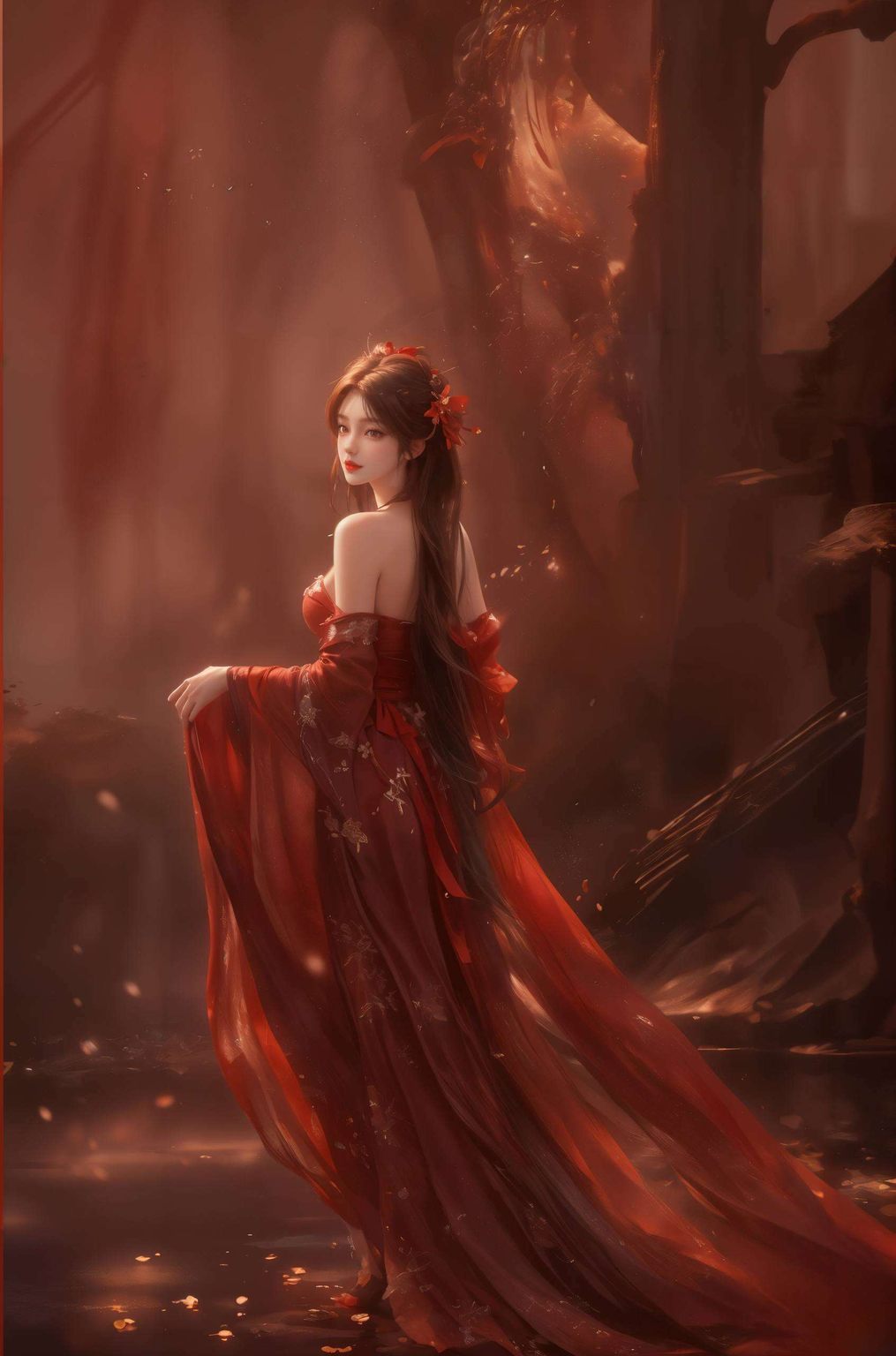 将火灵儿的灵动身姿与苹果国漫女神的甜美可爱巧妙拼接火灵儿的活力四射与国漫女神的温柔婉约相互映衬