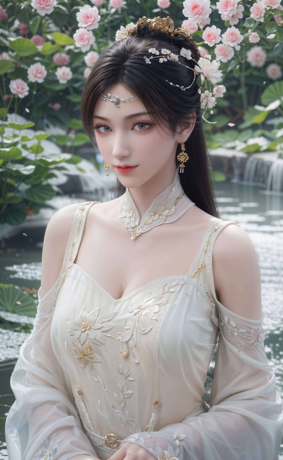 独特的艺术风格金瓶儿这款国漫女神格纹手机壁纸