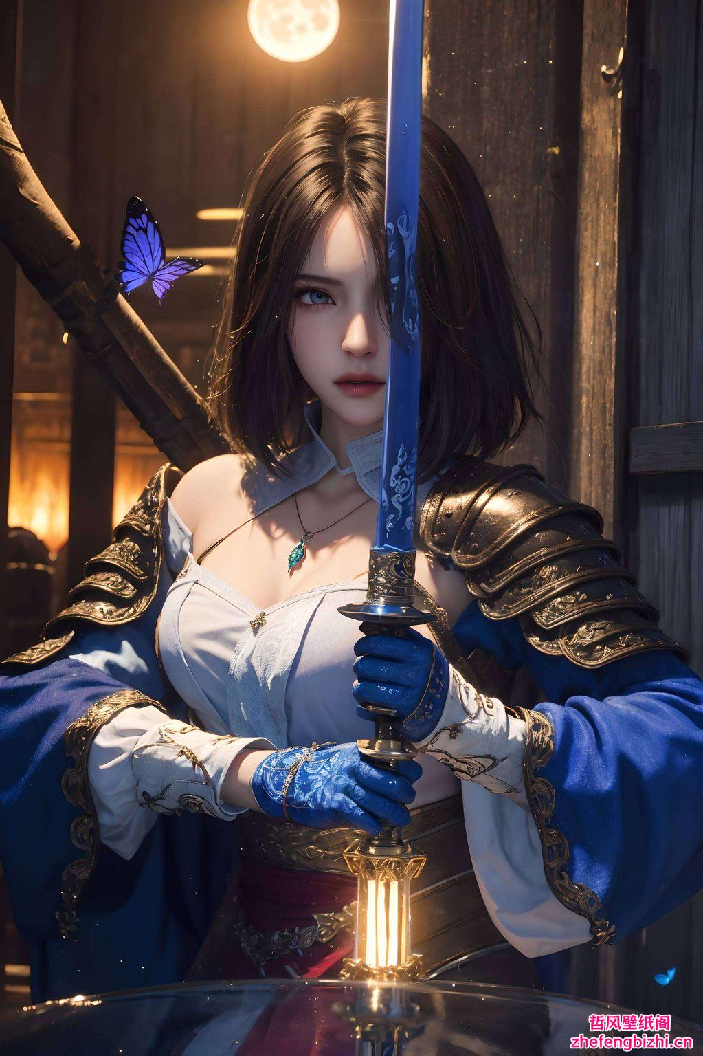 壁纸中的她眼神坚定对比强烈