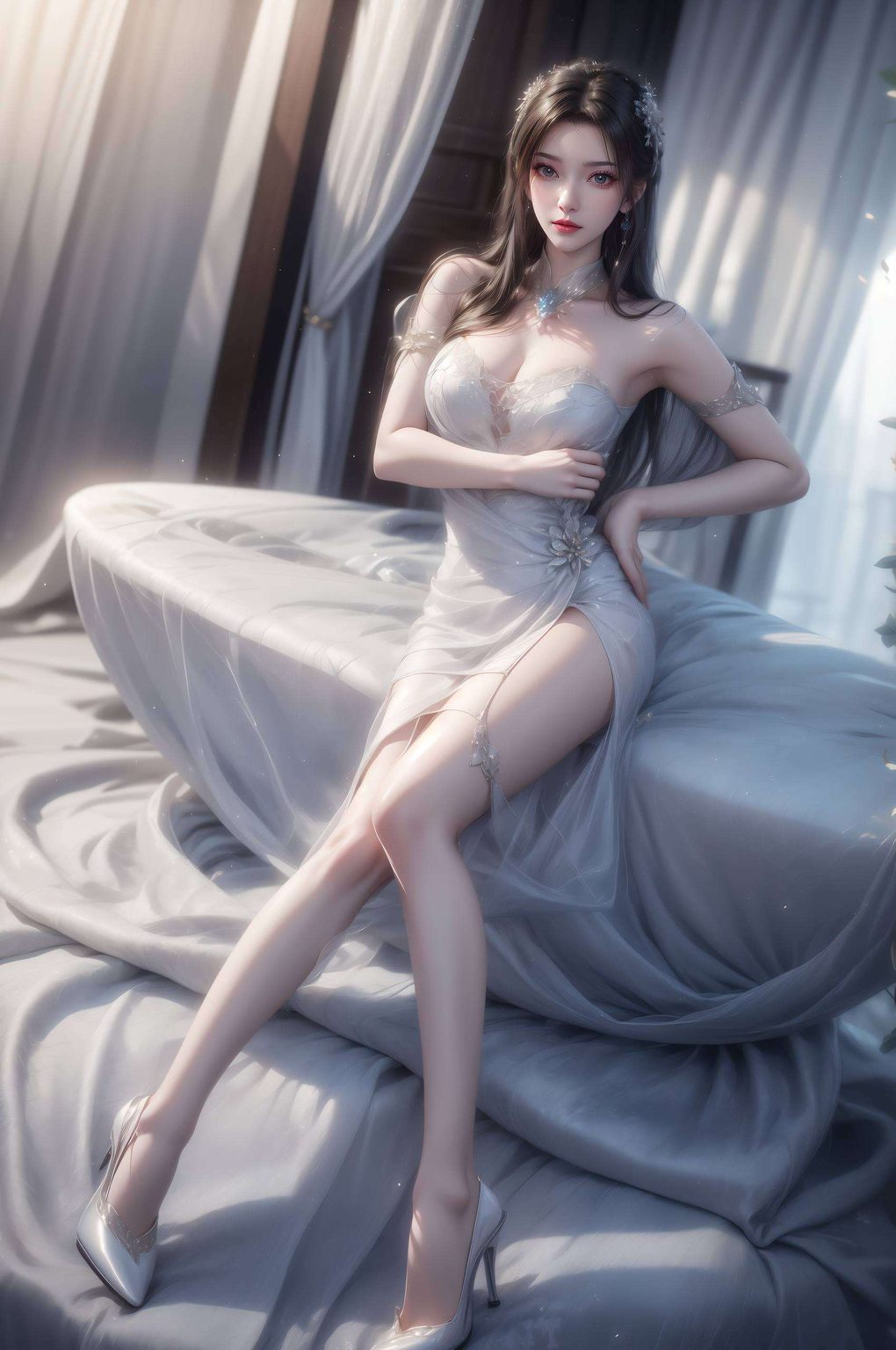 还是梦幻般的色彩搭配高清AI人物特写素材拼贴苹果国漫女神AI——这款壁纸以李慕婉的绝美形象为核心
