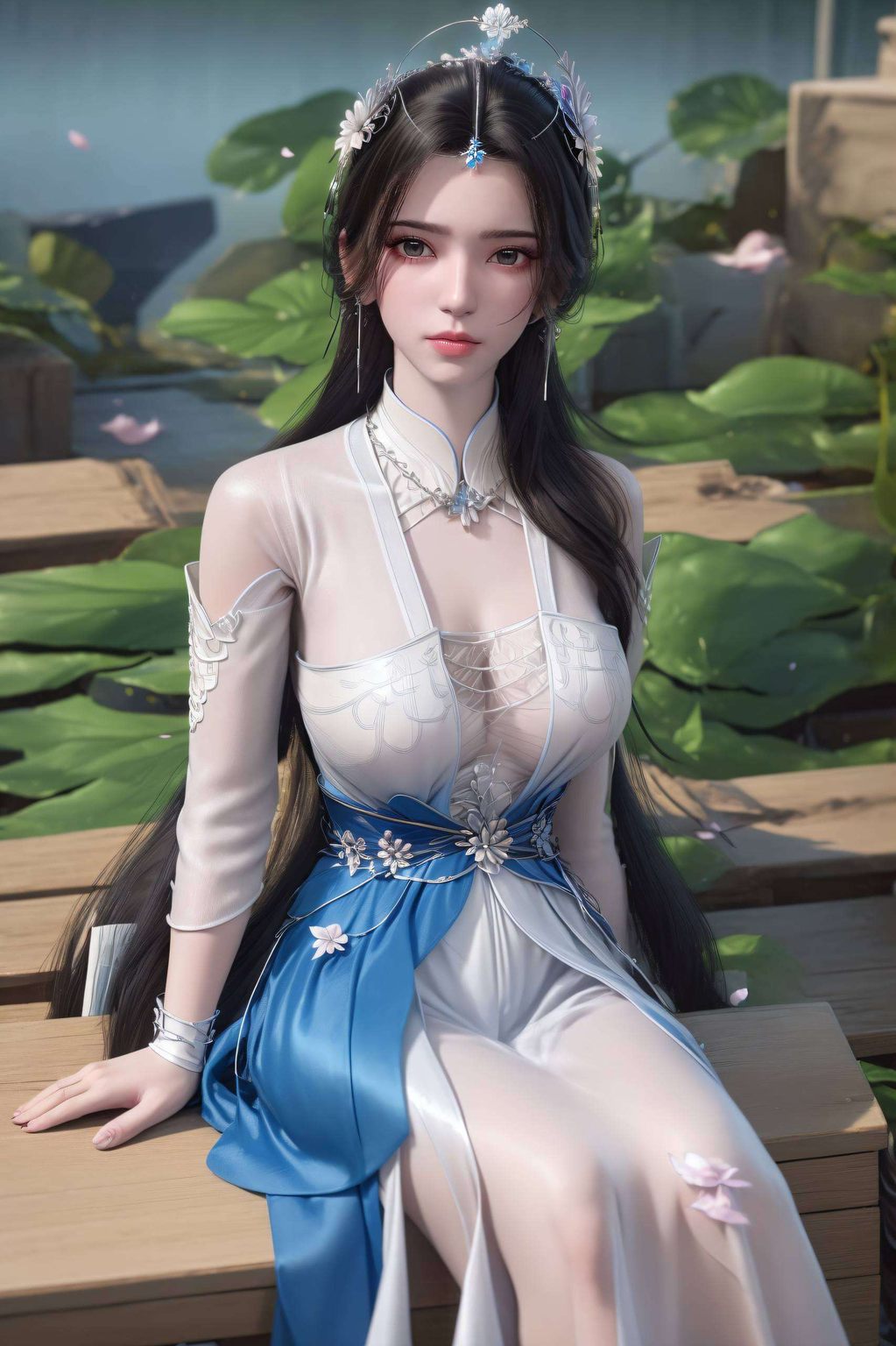 让每一朵碎花的纹理都栩栩如生清凉装束映衬出她的灵动与清新