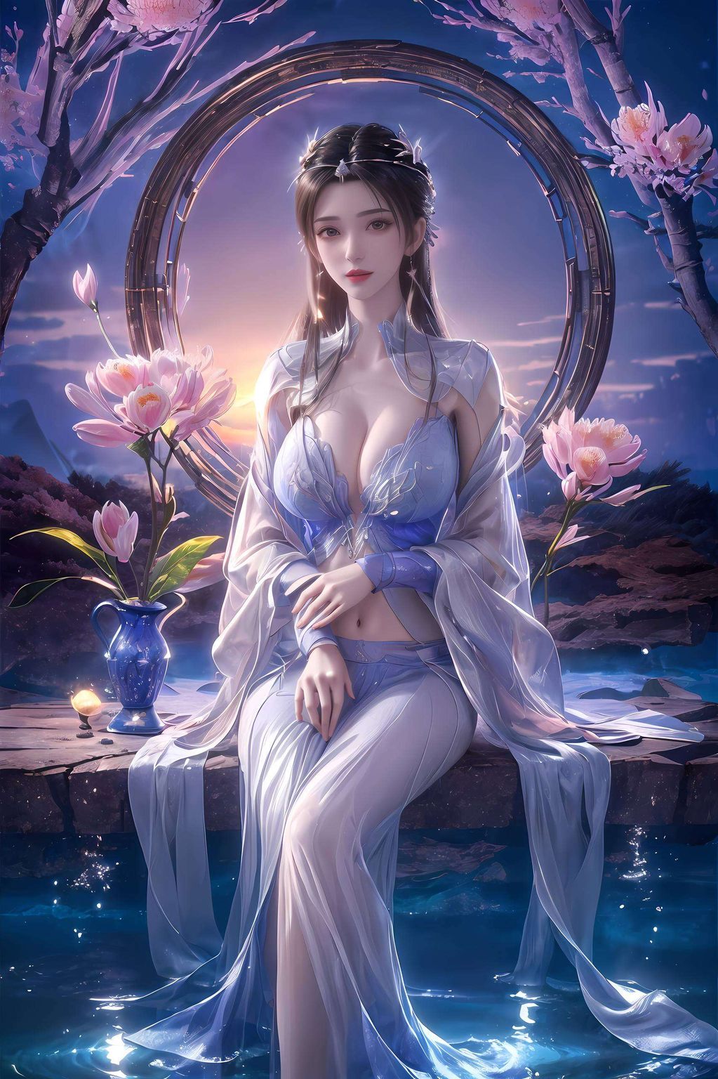 细腻笔触捕捉女主灵动眼神以金属质感iPhone1920x1080壁纸呈现