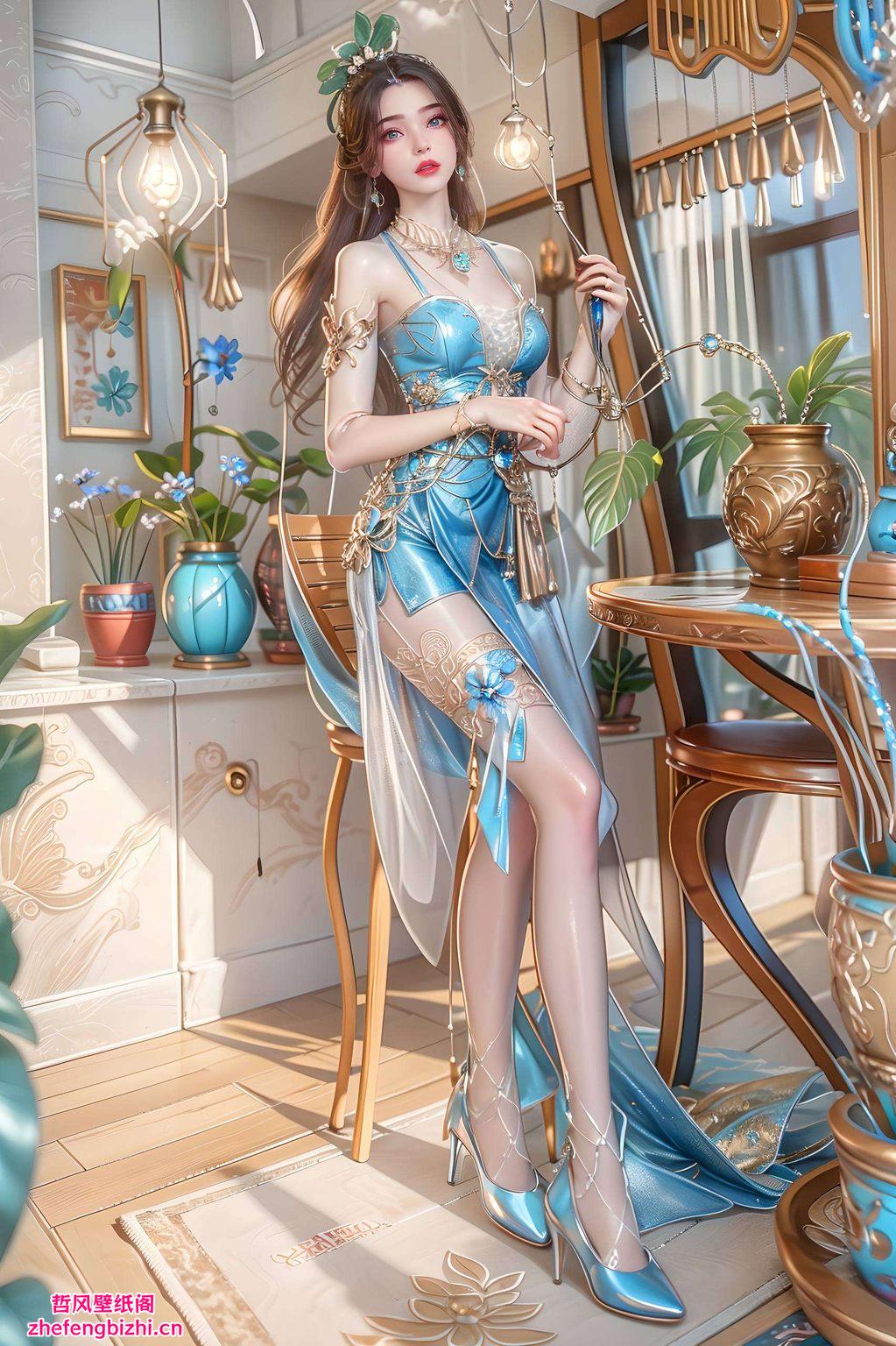 李慕婉的婉约形象跃然壁上苹果屏保间