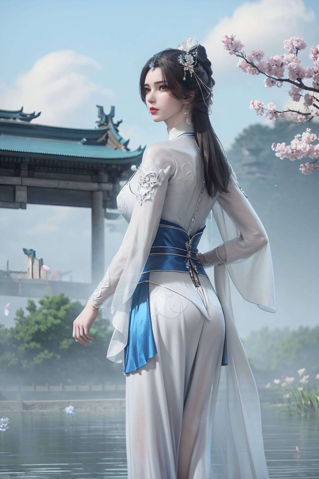 她那双明亮的眼睛仿佛能洞察人心与壁纸的清新气息相映成趣