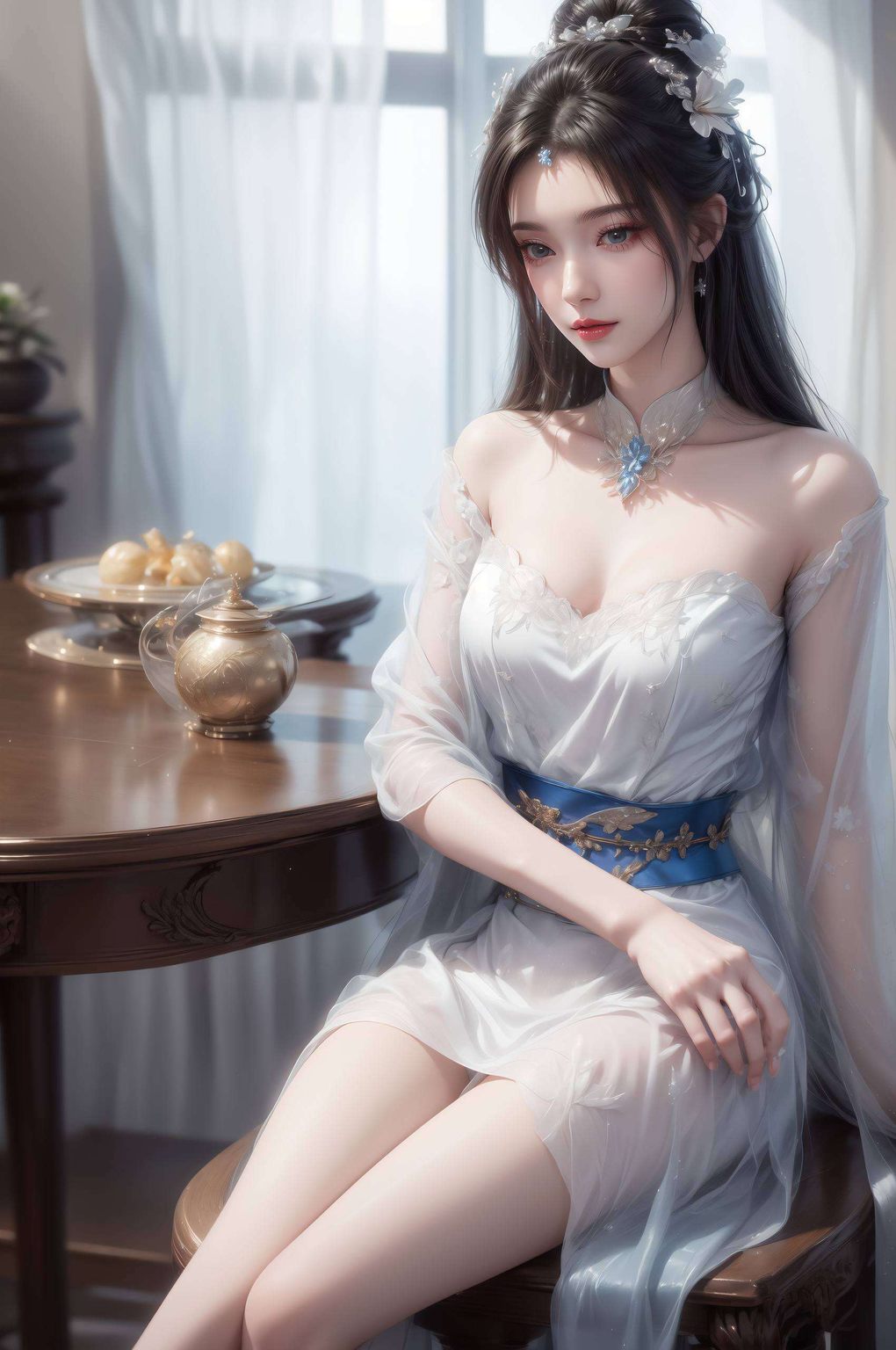 婉约气质尽显AI国漫女神李慕婉手机壁纸折叠屏