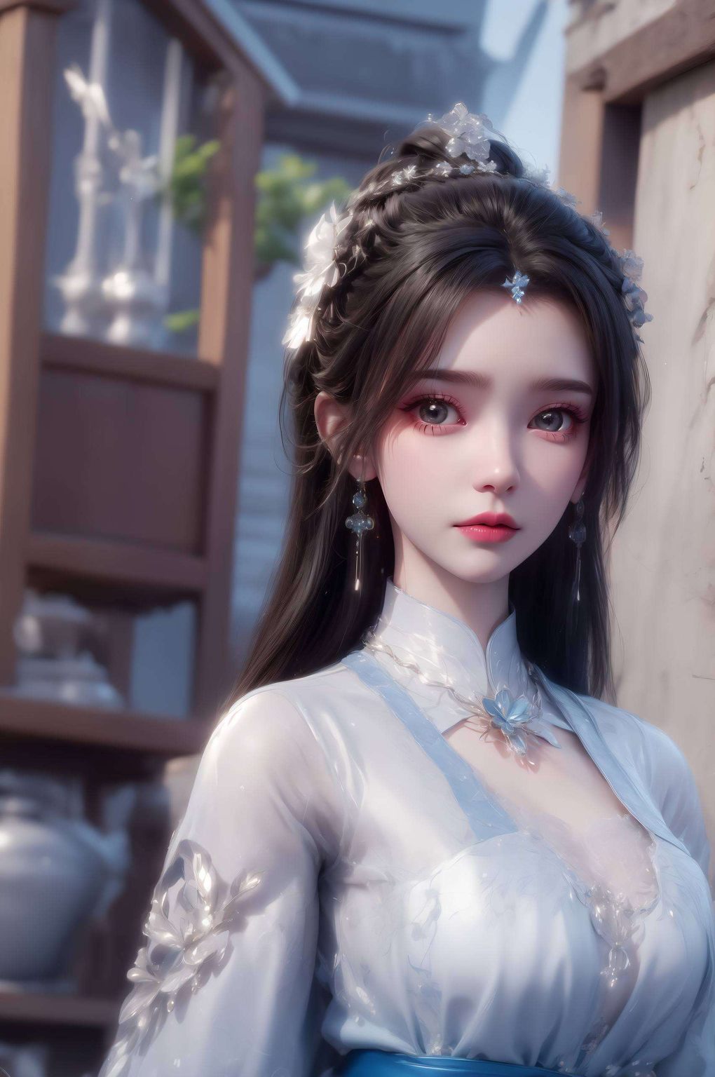 绘制于细腻笔触间的李慕婉这款主题壁纸