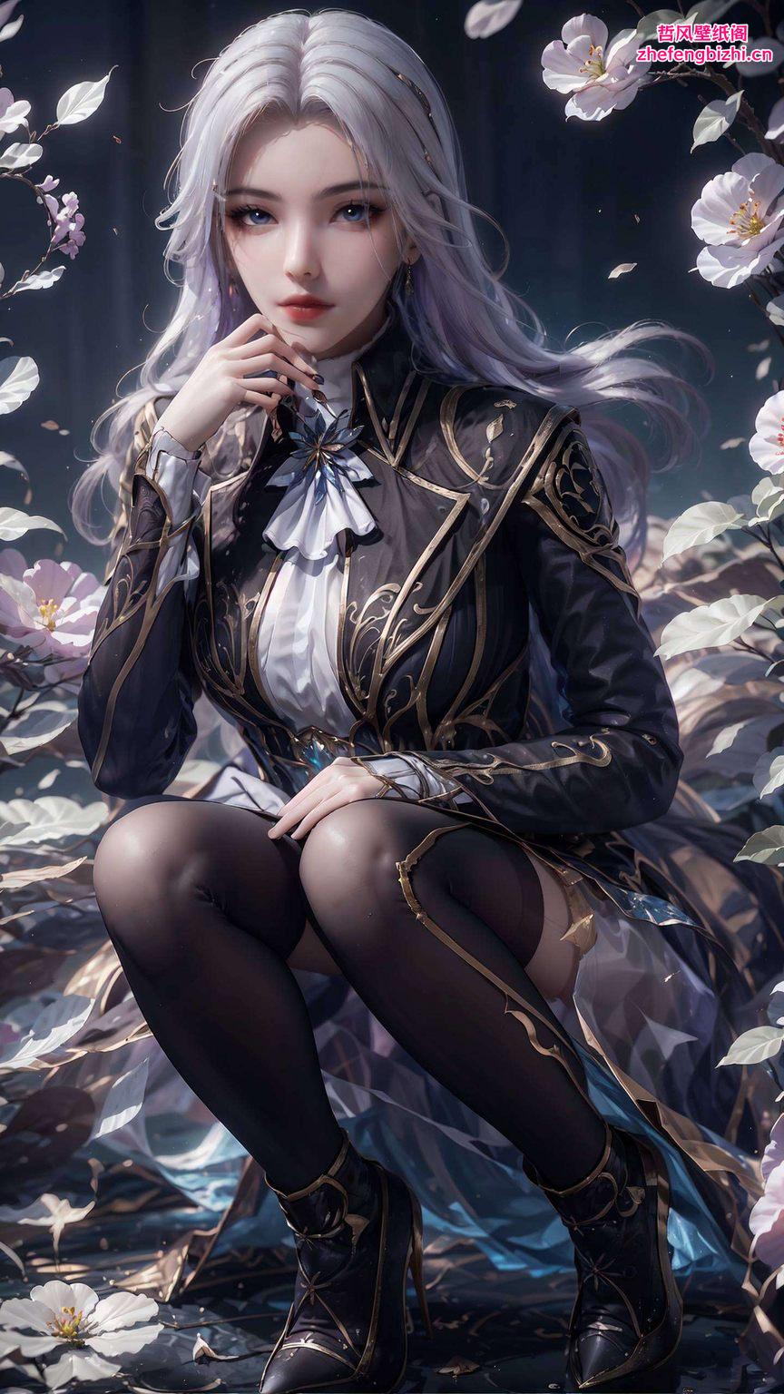 这款唯美条纹的4k高清国漫女神壁纸细腻描绘出她的柔美身姿