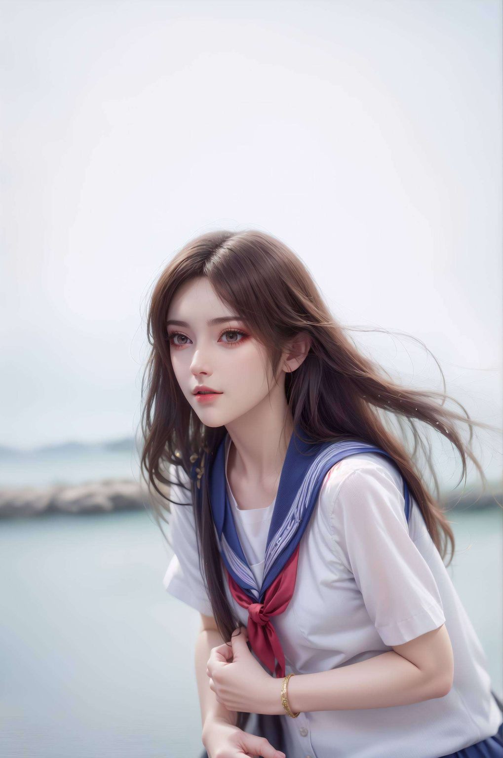 AI国漫女主柳菲壁纸绽放出碎花的浪漫搭配上Ins风的滤镜