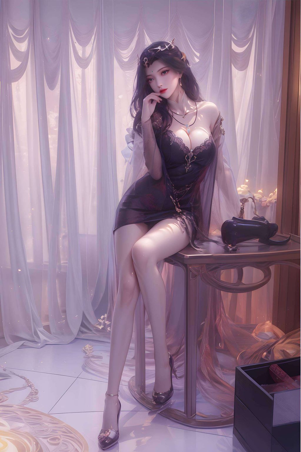 融合了波普艺术的鲜艳色彩与国漫美女的独特魅力这款AI绘画角色构图壁纸