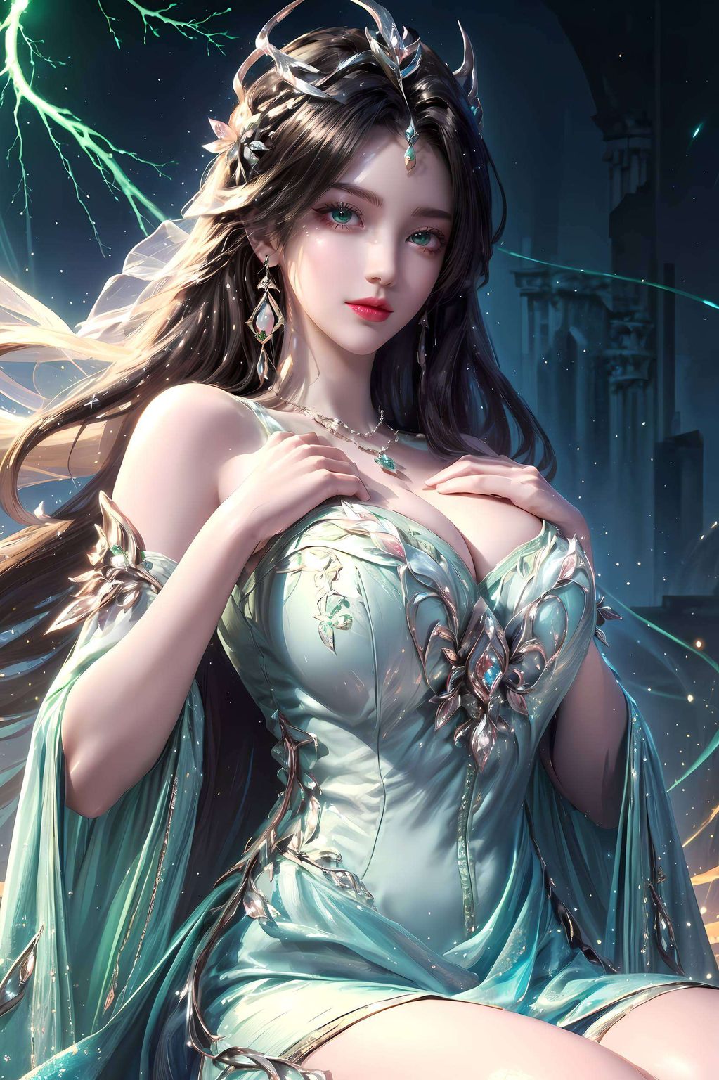 粉色基调搭配国漫美女的细腻笔触以柳神三屏壁纸高清呈现