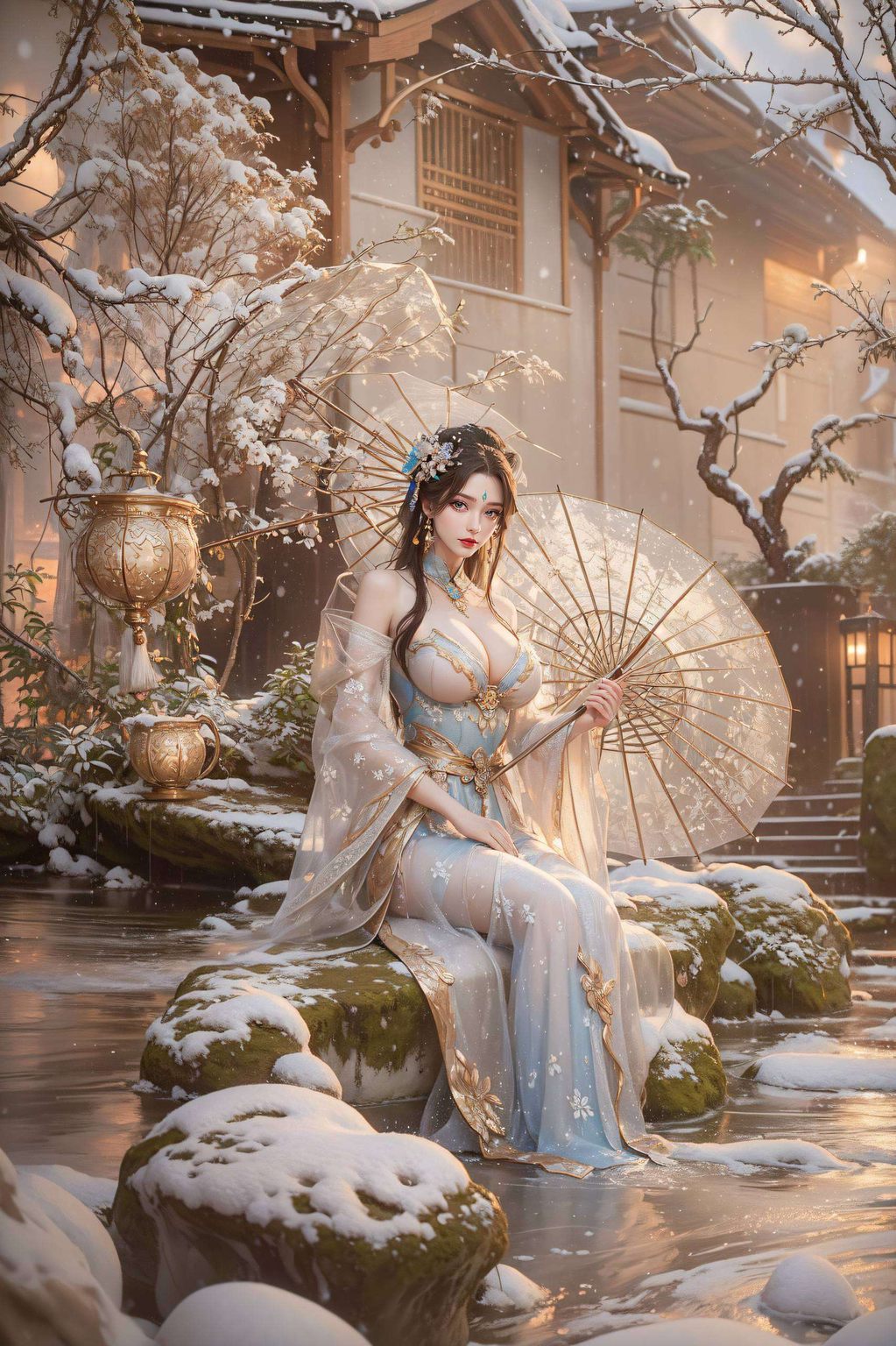 描绘了一位国漫美女置身于粉色的梦幻世界为你的手机或电脑带来一抹浪漫与温馨