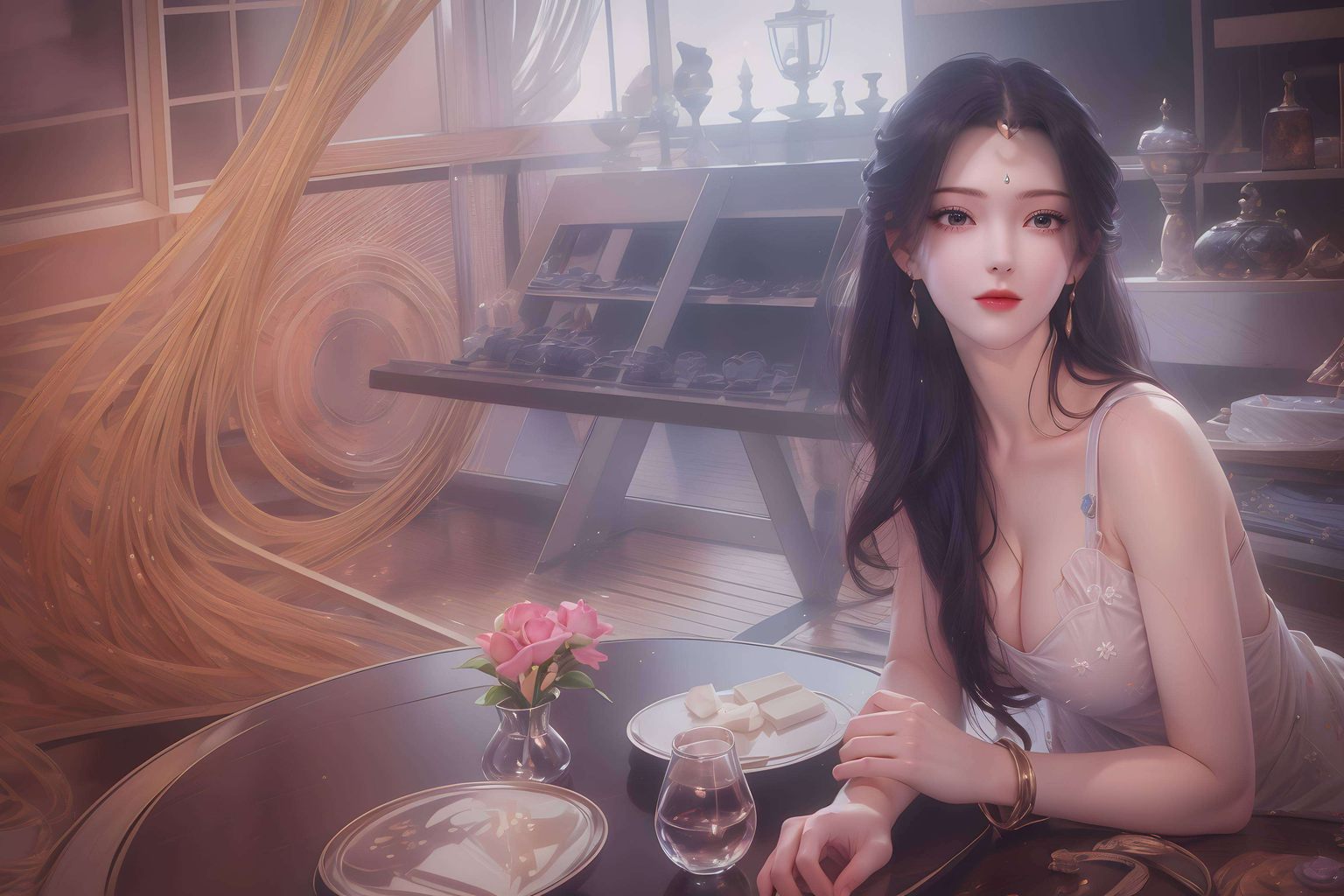 在这款独特的紫色同人AI电脑壁纸中令人陶醉