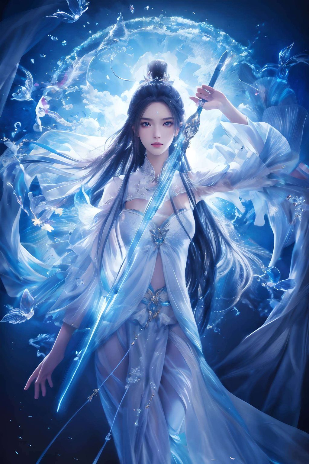 剑指鬼厉的英姿映衬在细腻的国风背景中