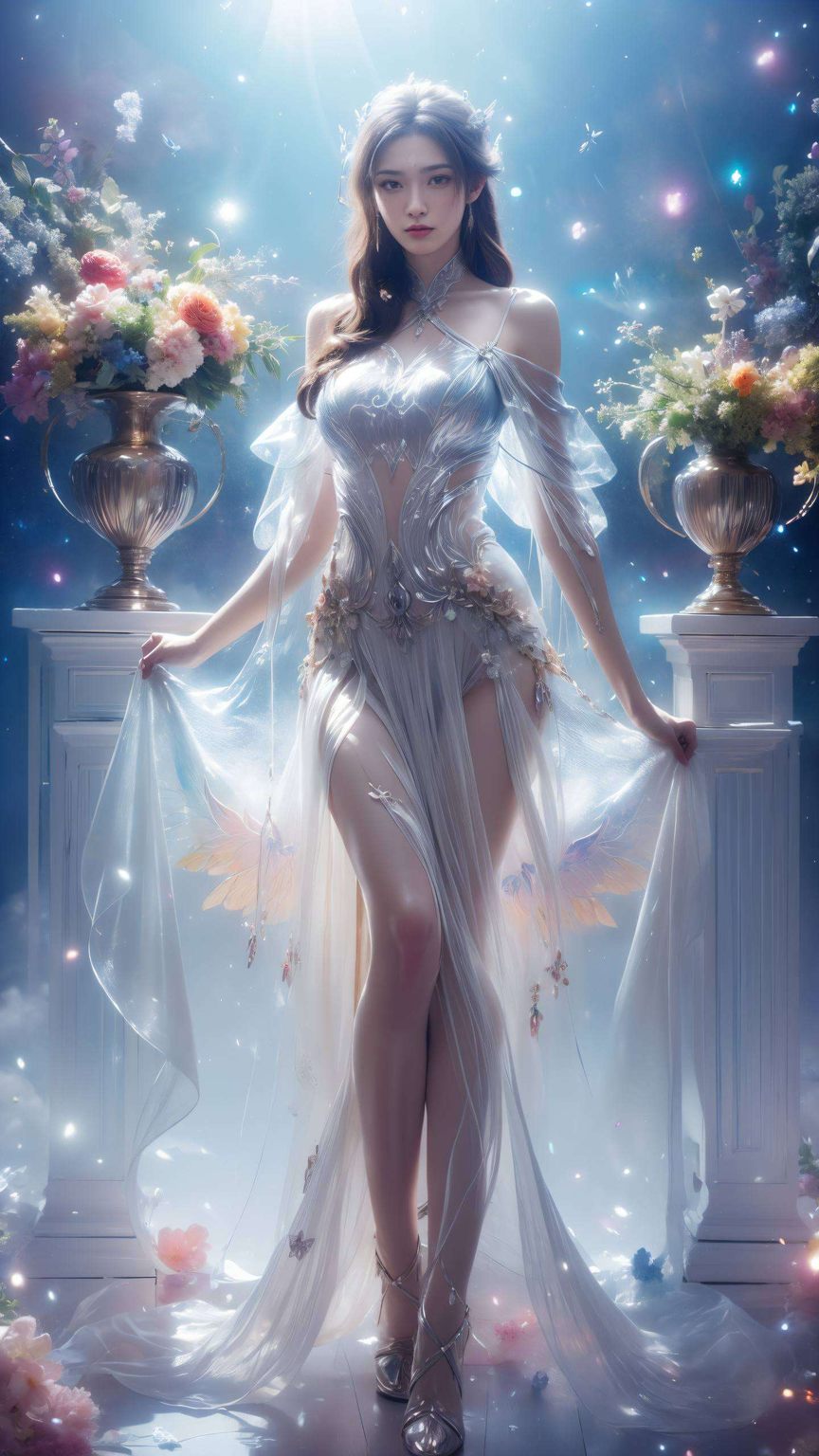 精致细腻的笔触描绘出她清冷脱俗的气质以诛仙中的陆雪琪为灵感