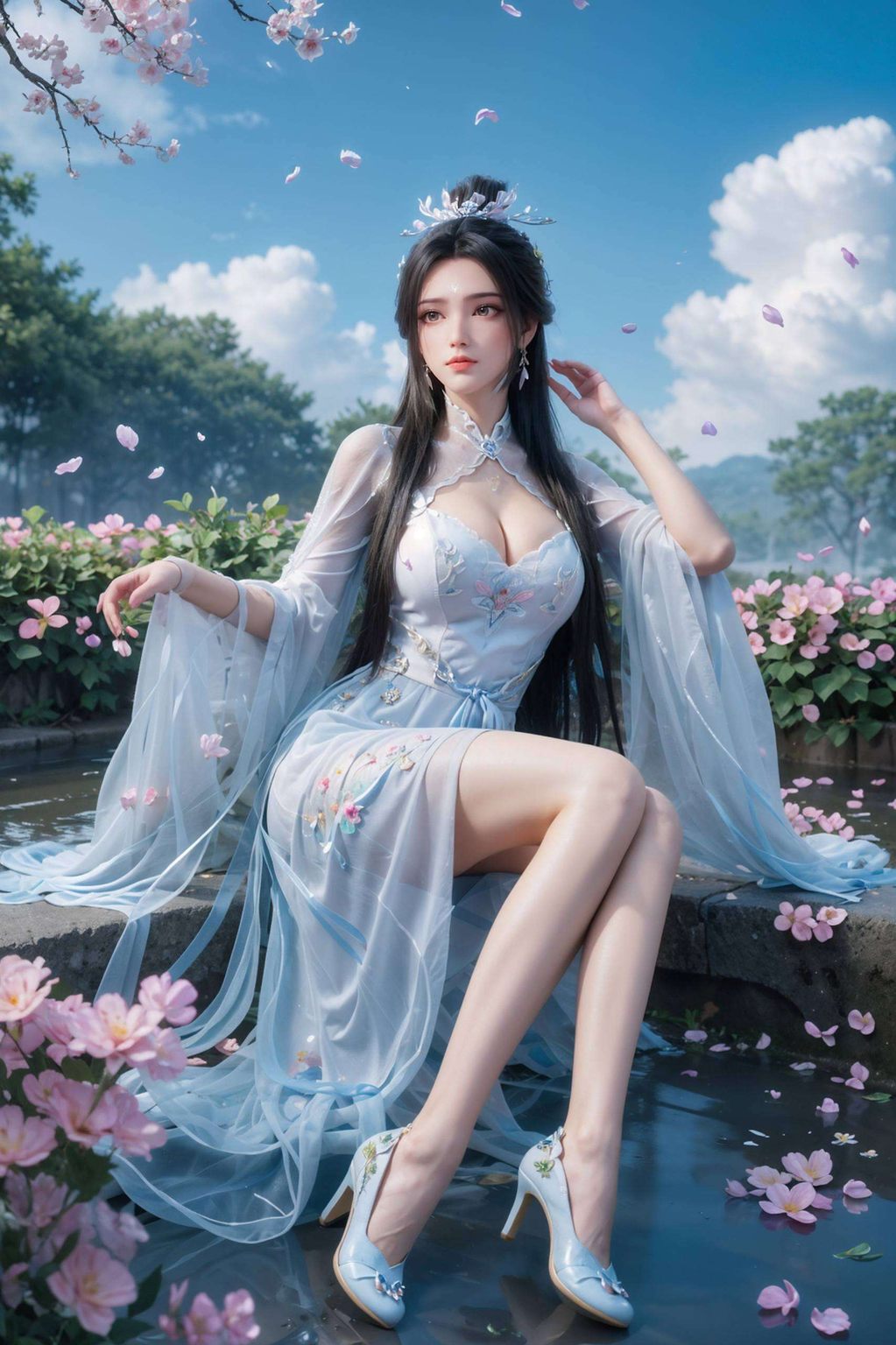 细腻的笔触描绘出她清冷脱俗的气质以白衣陆雪琪为灵感