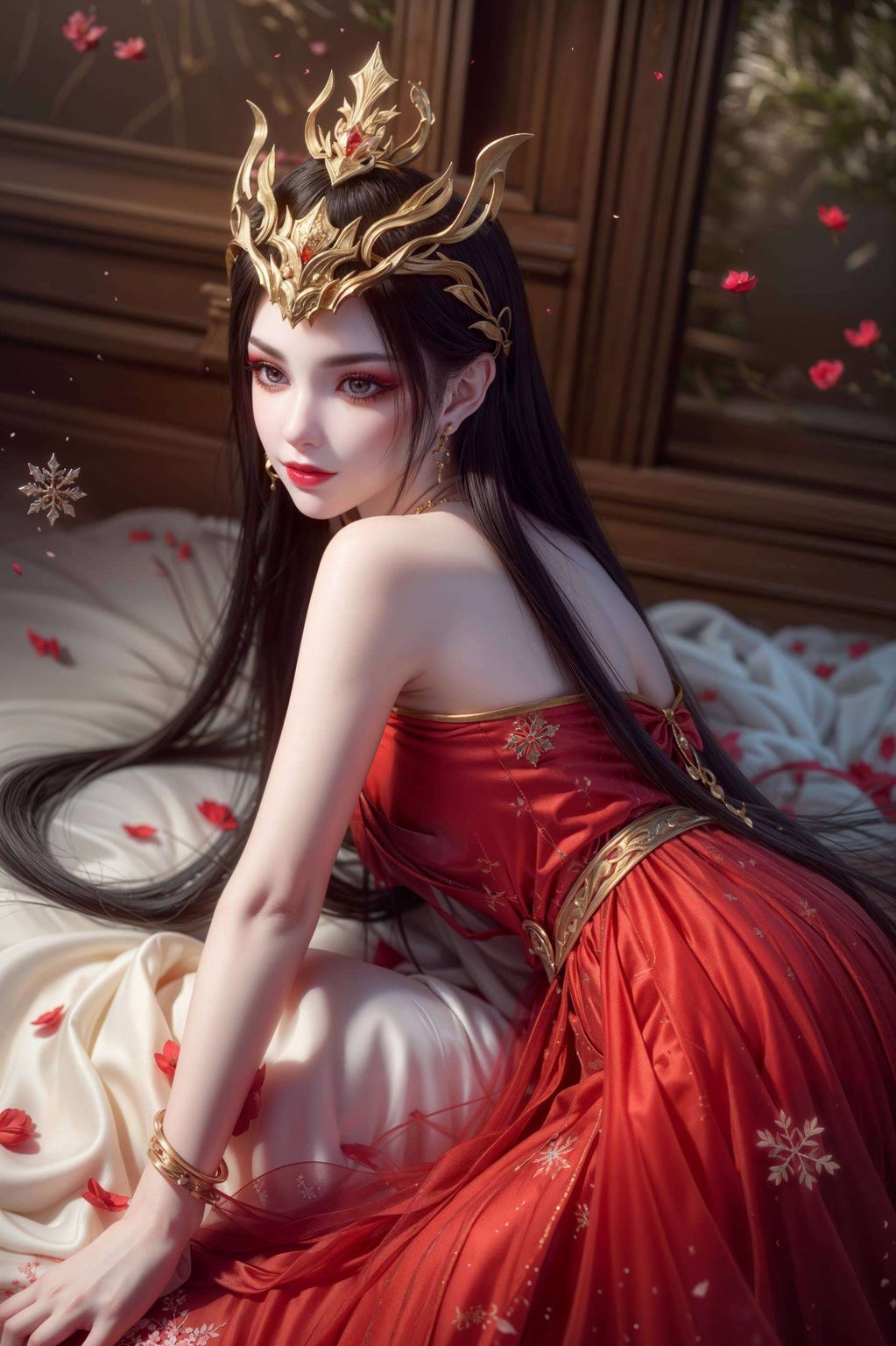 神秘深邃的眼神完美诠释了蛇女王的魅力