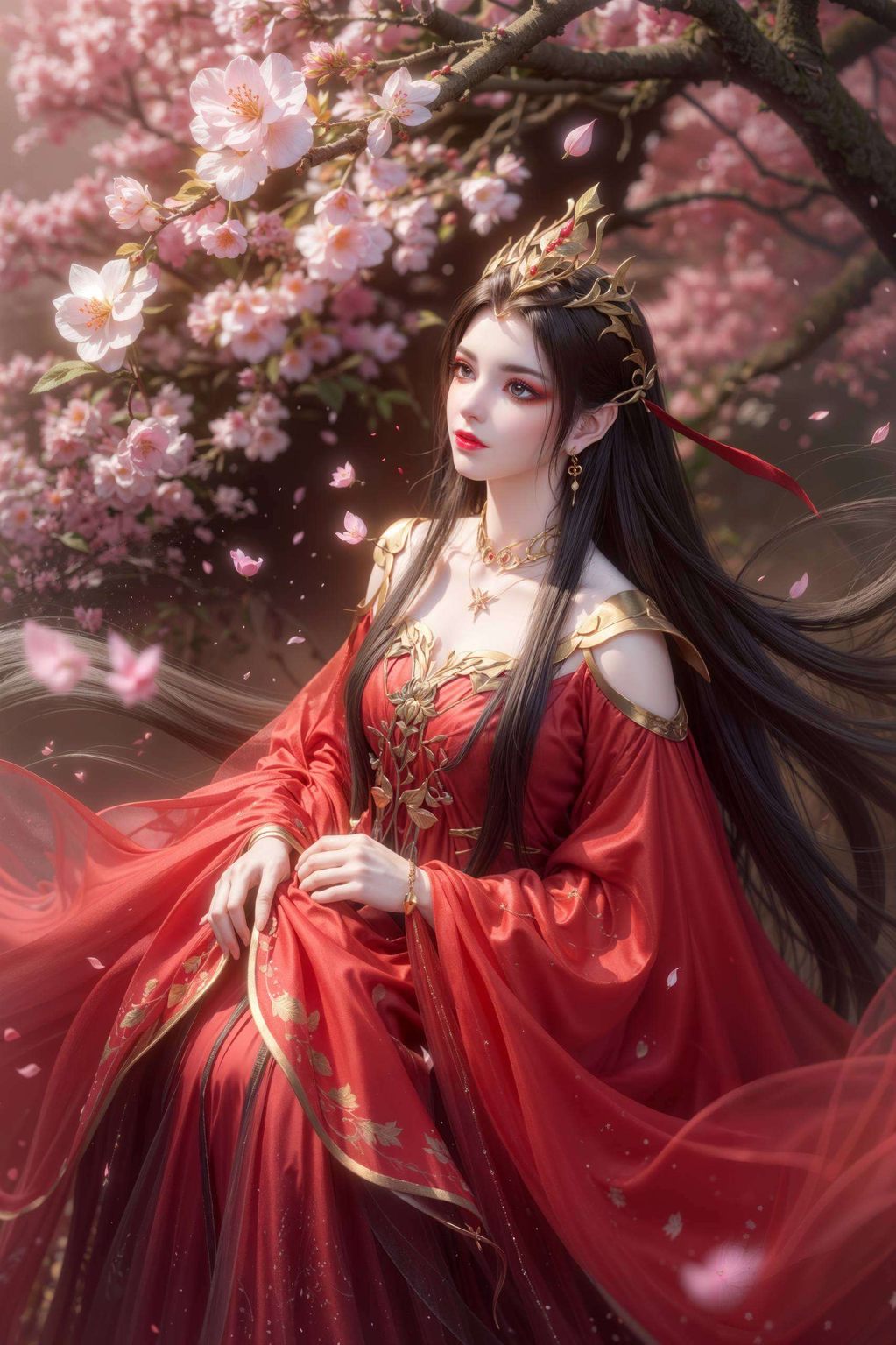 她眼神深邃却多了份神秘与妖娆