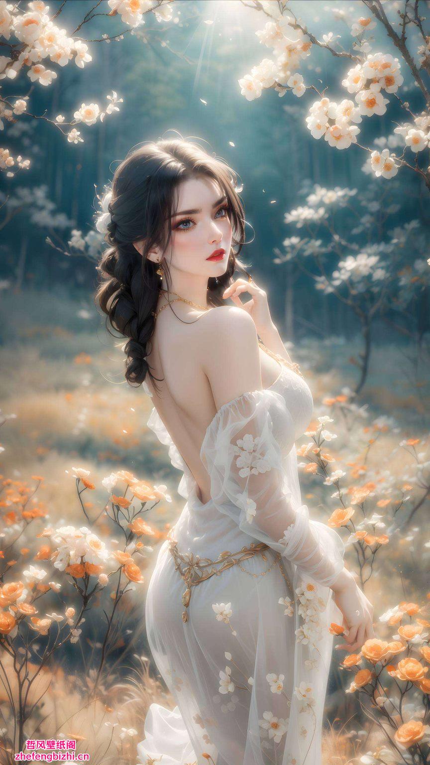 国漫女神桌面壁纸细腻条纹