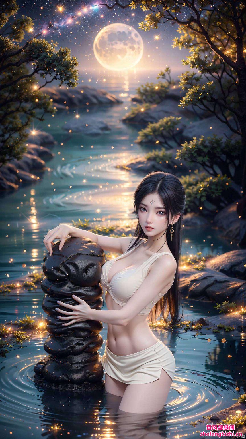 清漪与月婵绘制出古香古色的苹果壁纸