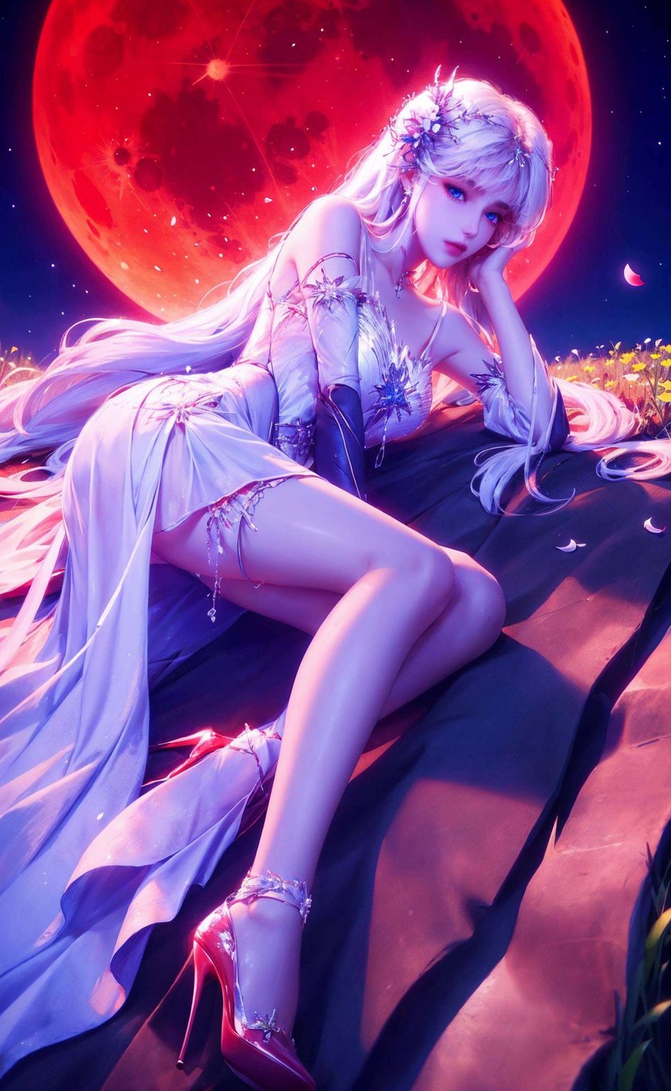 静态画面尽显细腻之美感受圣采儿的高清魅力！这款AI绘画角色骨骼素材拼贴的安卓锁屏壁纸