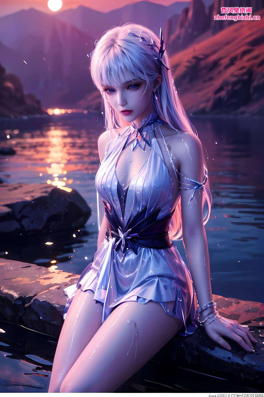 油画风格电脑壁纸绘制国漫美女圣采儿