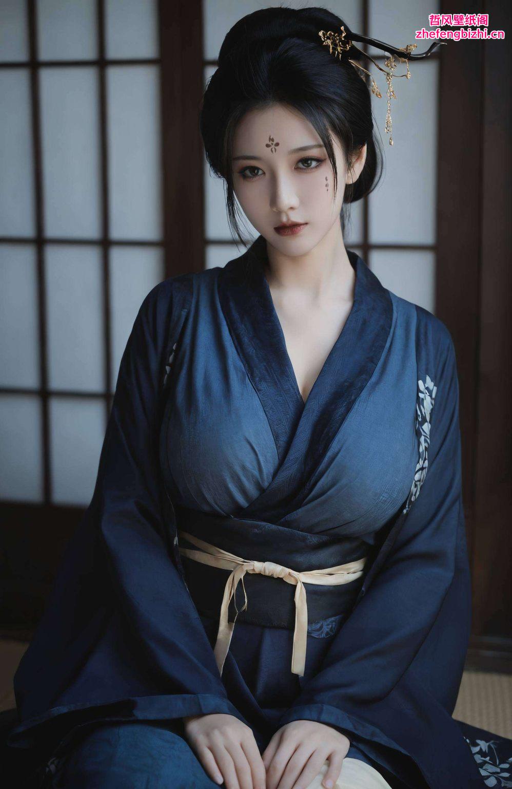 描绘了一位国漫美女的孤寂倩影以伤感的单色古风为基调