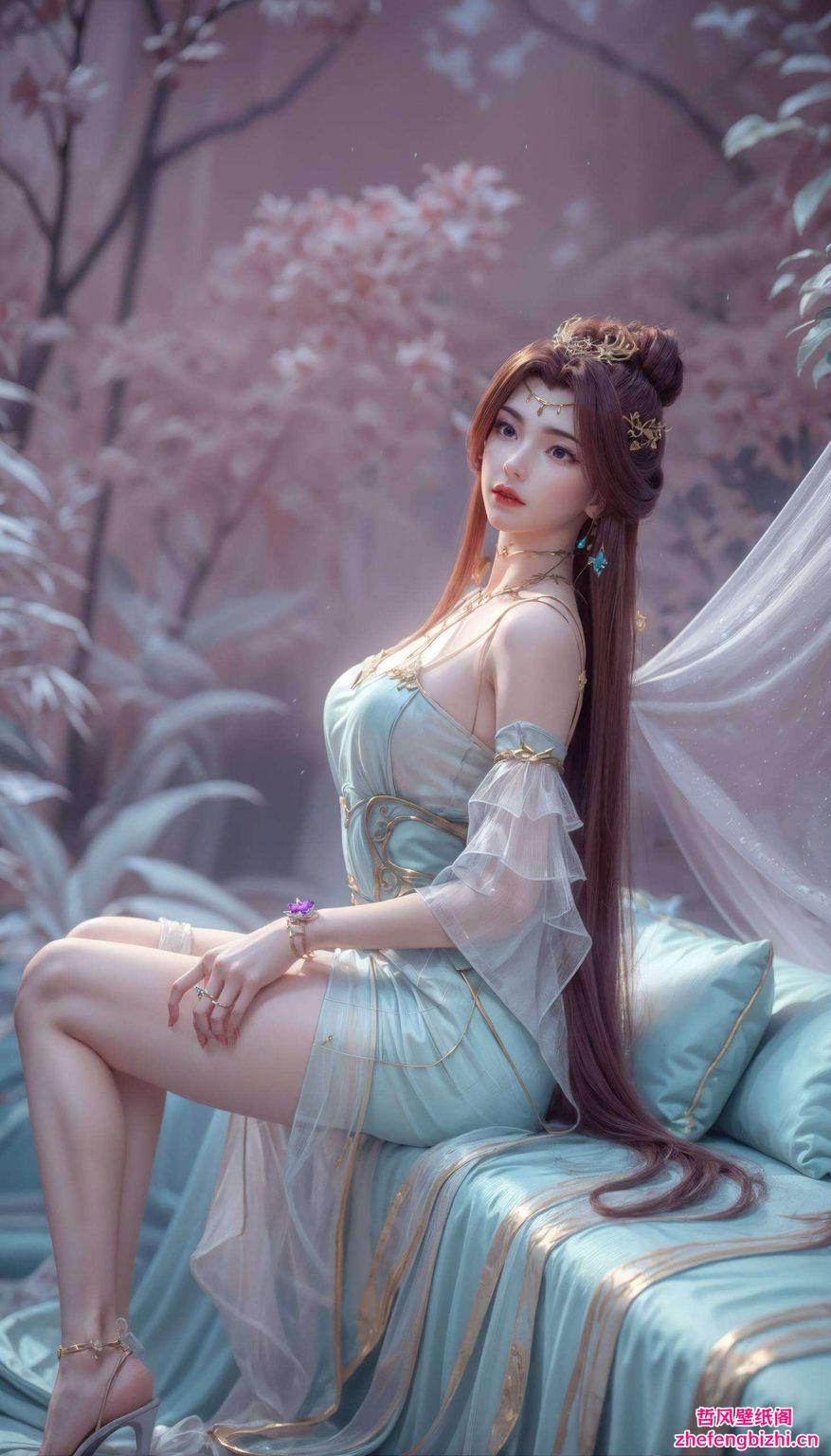 她的每一个眼神、每一次微笑灰蓝色的背景中