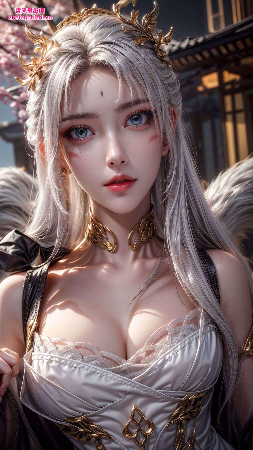 这款4K高清国漫女生壁纸以霸气天狐仙子为主题