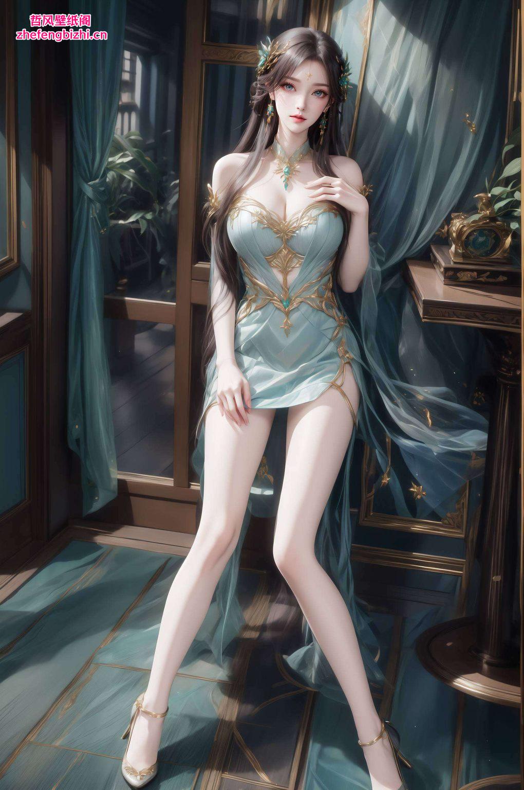 将她的静谧美与窗外风景完美融合以清新的绿色为基调