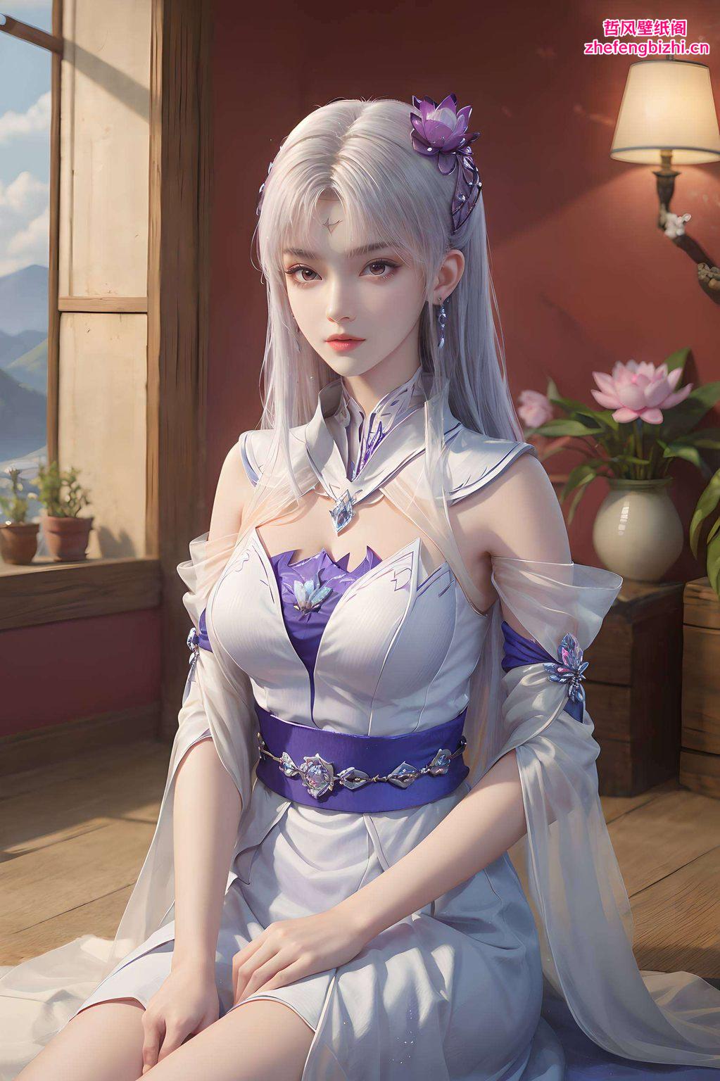 这款清新鲜艳的iPhone宽屏壁纸让她仿佛跃然屏上