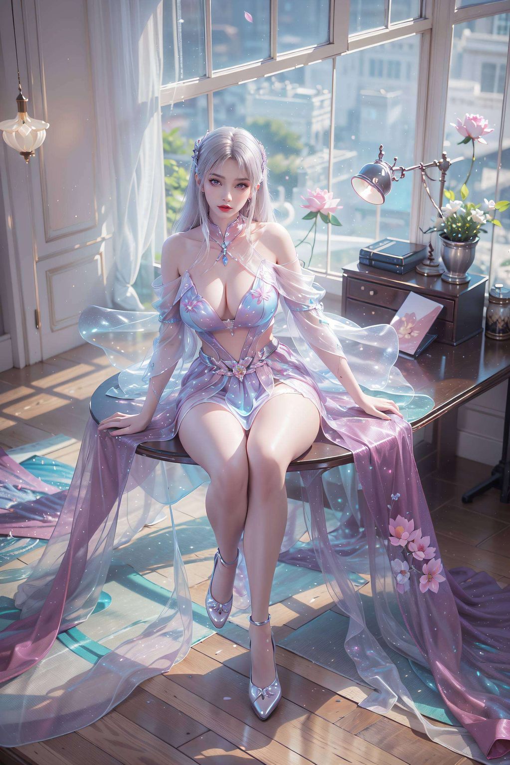 以2K分辨率呈现这幅AI绘画的小医仙霸气壁纸高清图片