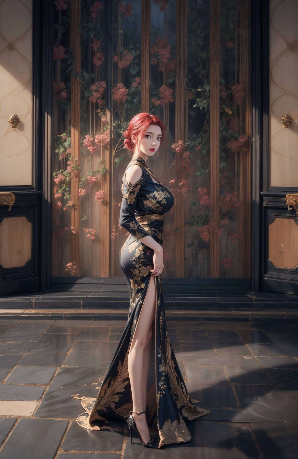 她的美在AI绘画的细腻笔触下更显生动以高清竖屏壁纸的形式呈现