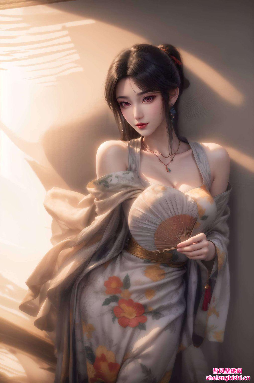 聚焦国漫美女夭夭的流泪壁纸以单色电脑国漫风格呈现