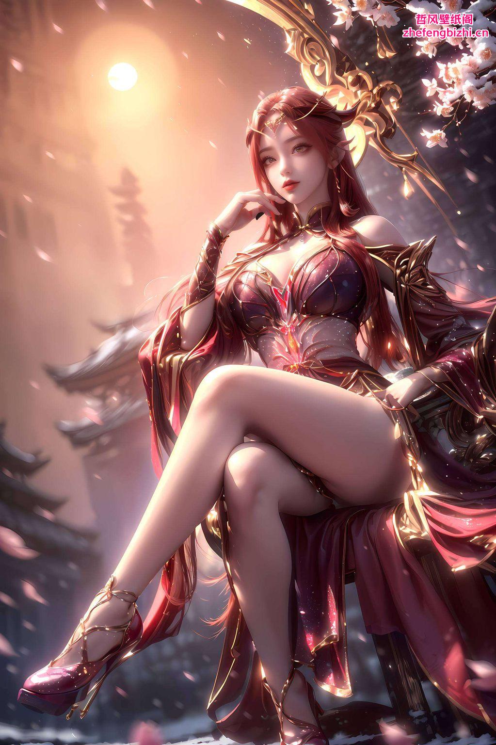 每一朵碎花都仿佛在讲述着她的传奇故事以国漫女神AI壁纸妖夜为主角