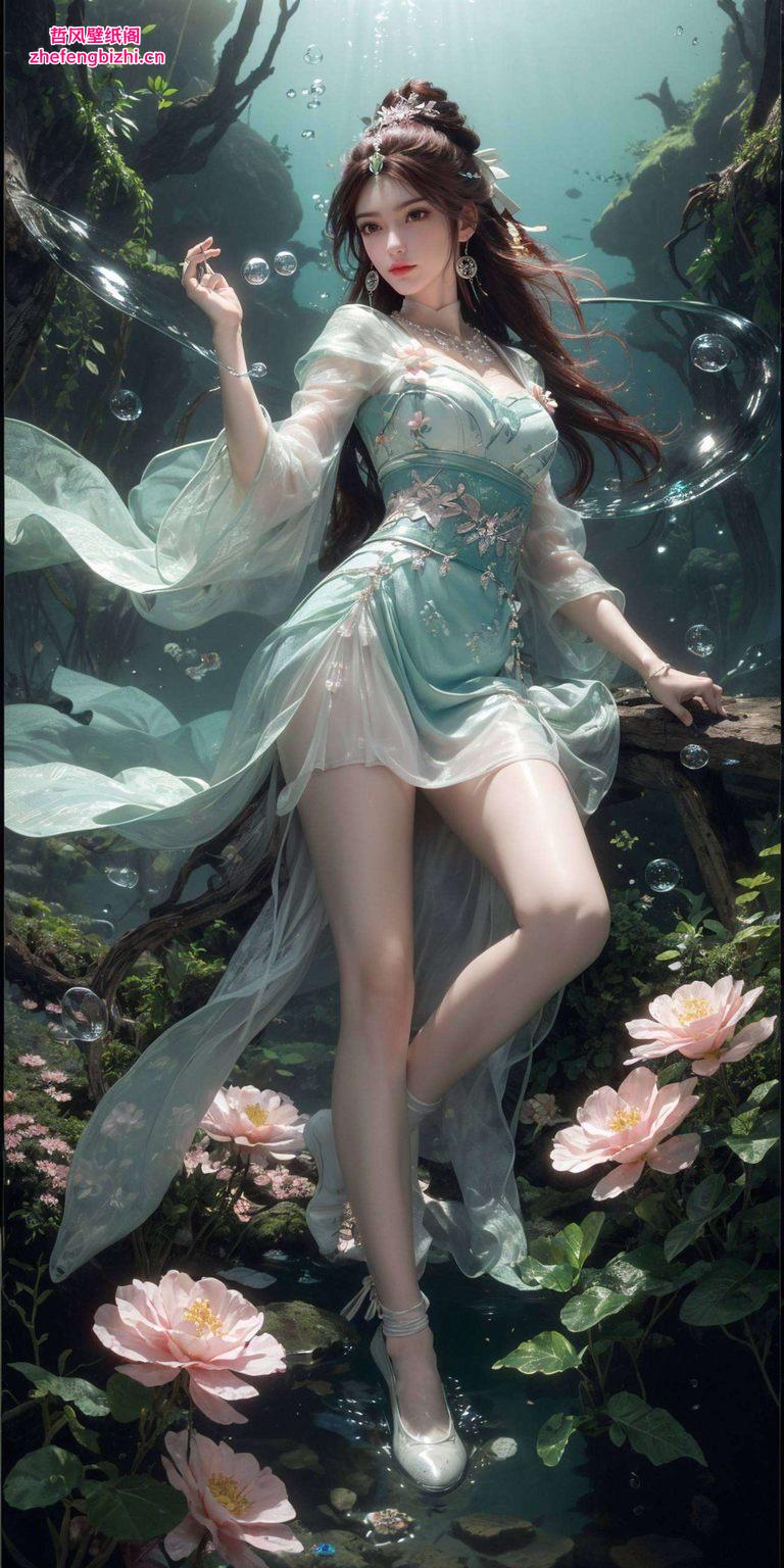 融入自然之美以叶倾仙为主题的AI绘画角色素材