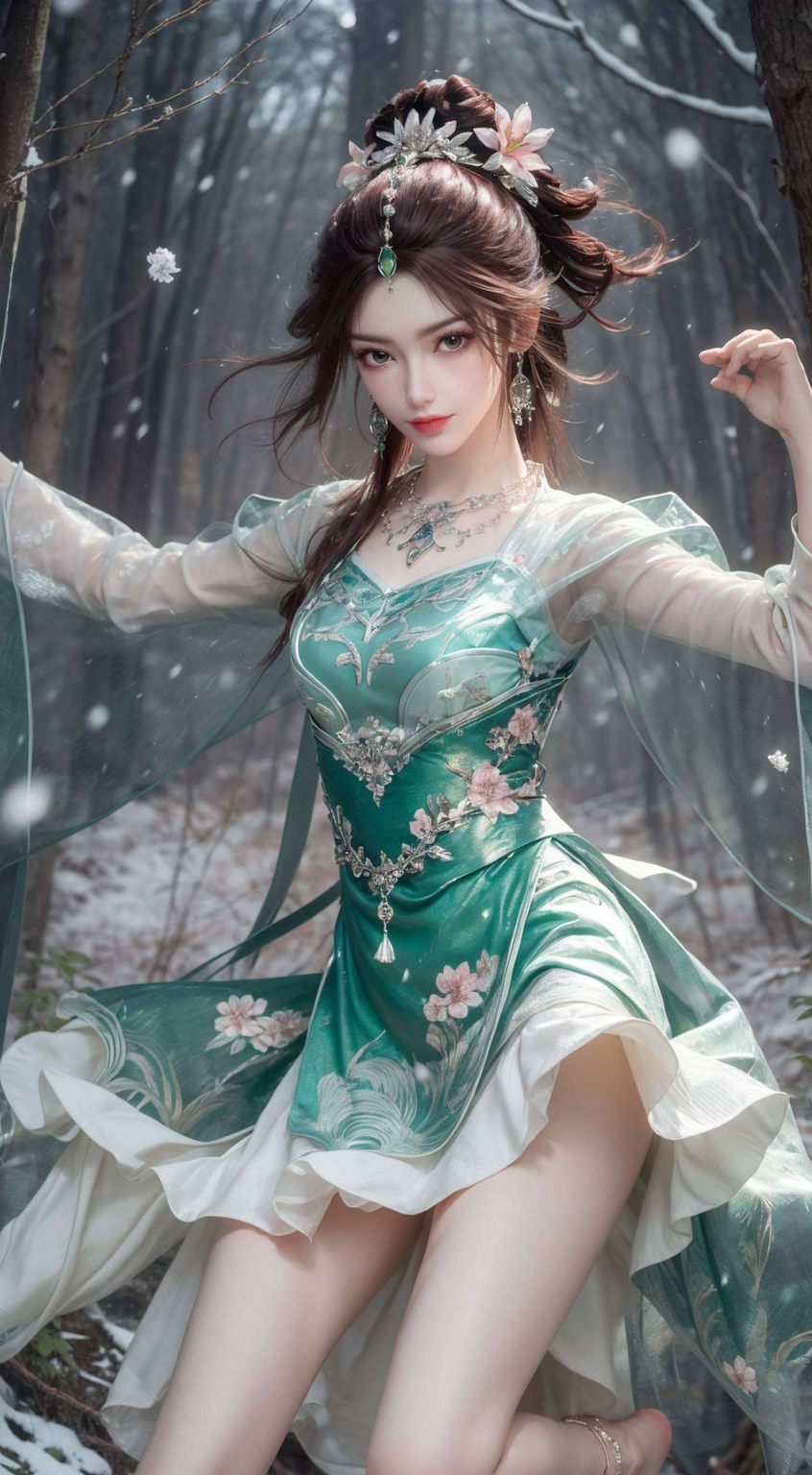 这款AI国漫女主艺术风格安卓锁屏壁纸画面细腻且充满仙气