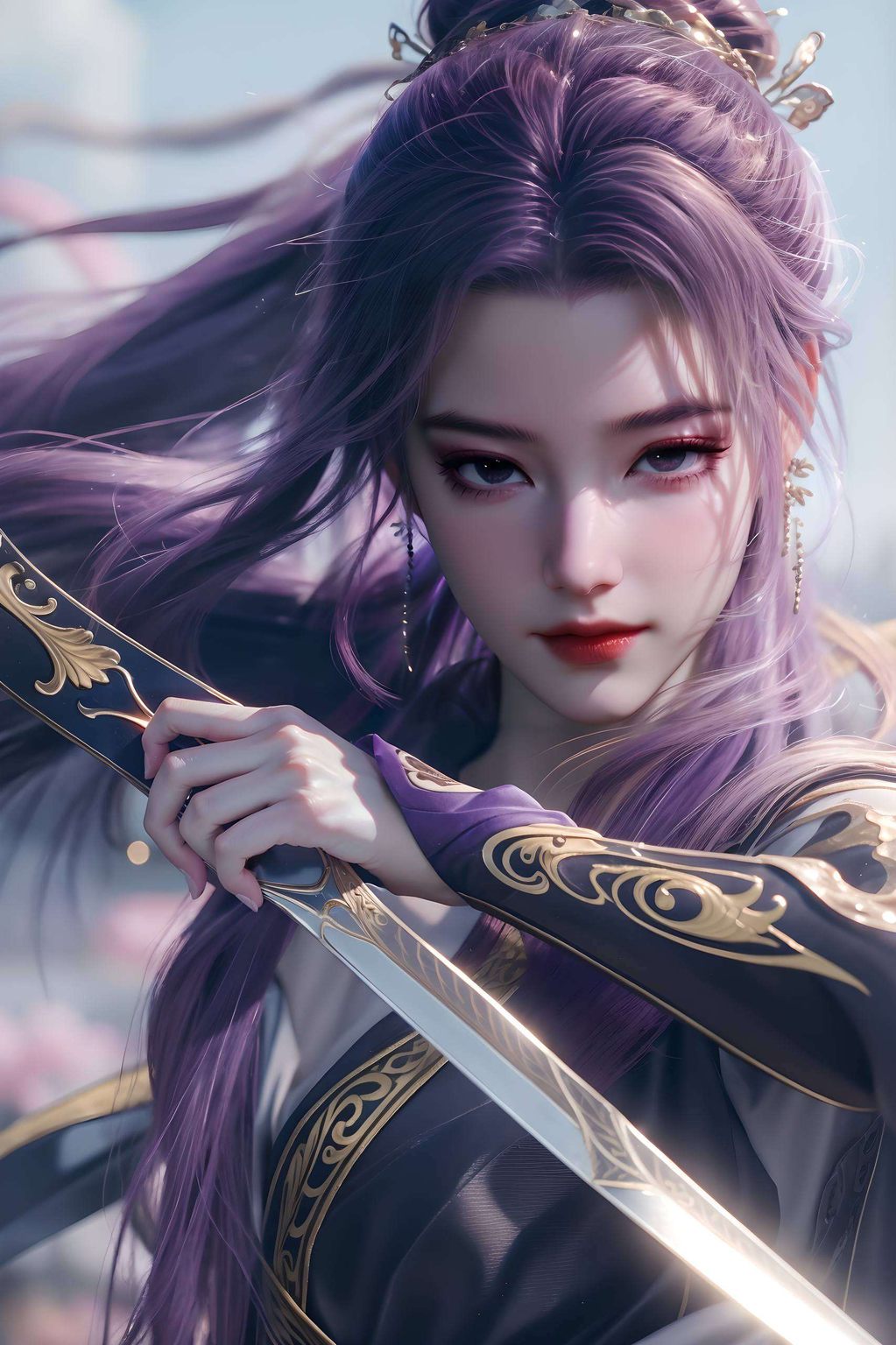 绘制国漫女主棋盘格平板桌面装饰图让平板桌面瞬间变身艺术画廊