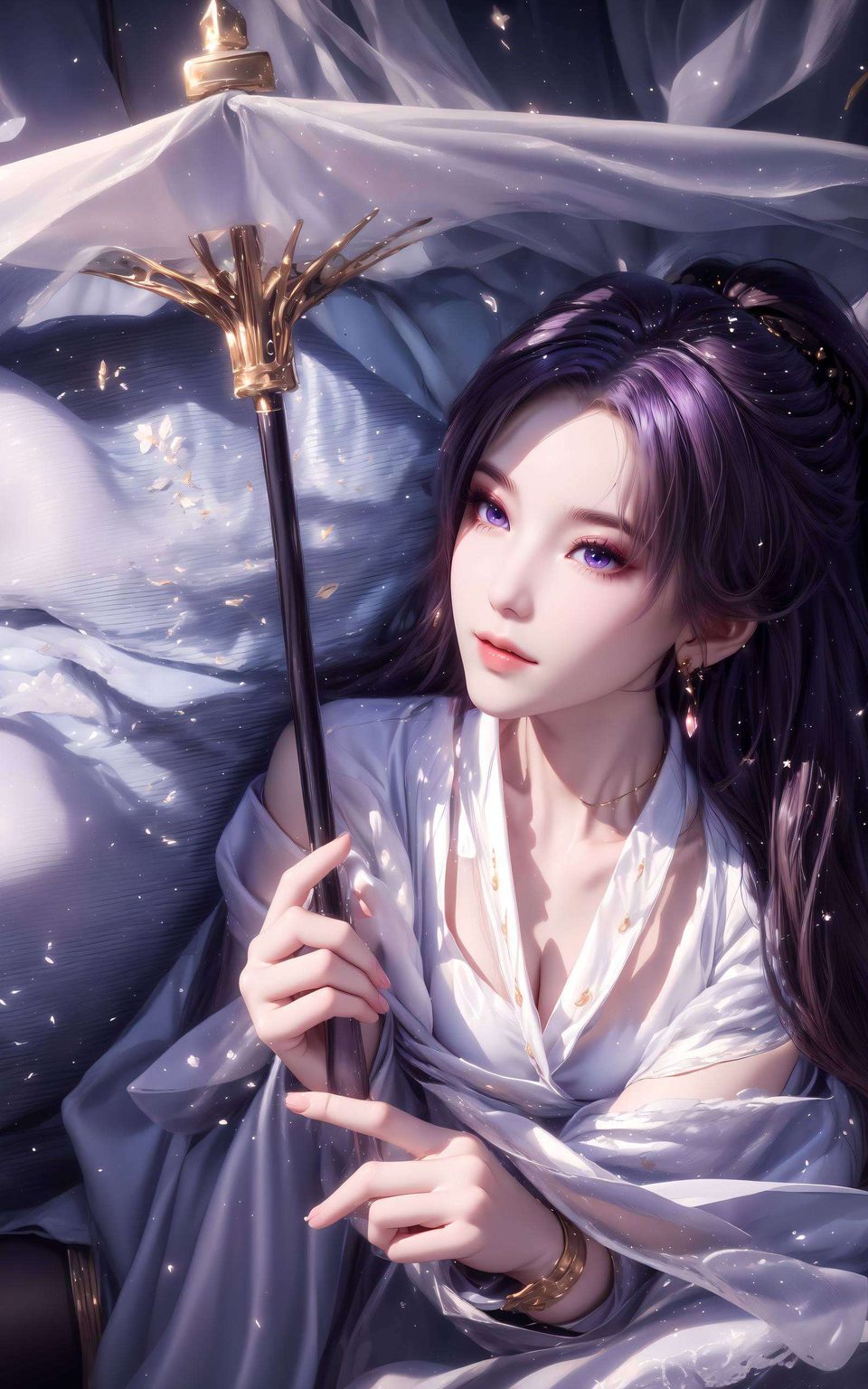 高清画质这款以云霄壁纸为主题的国漫女主AI抽象线条艺术壁纸