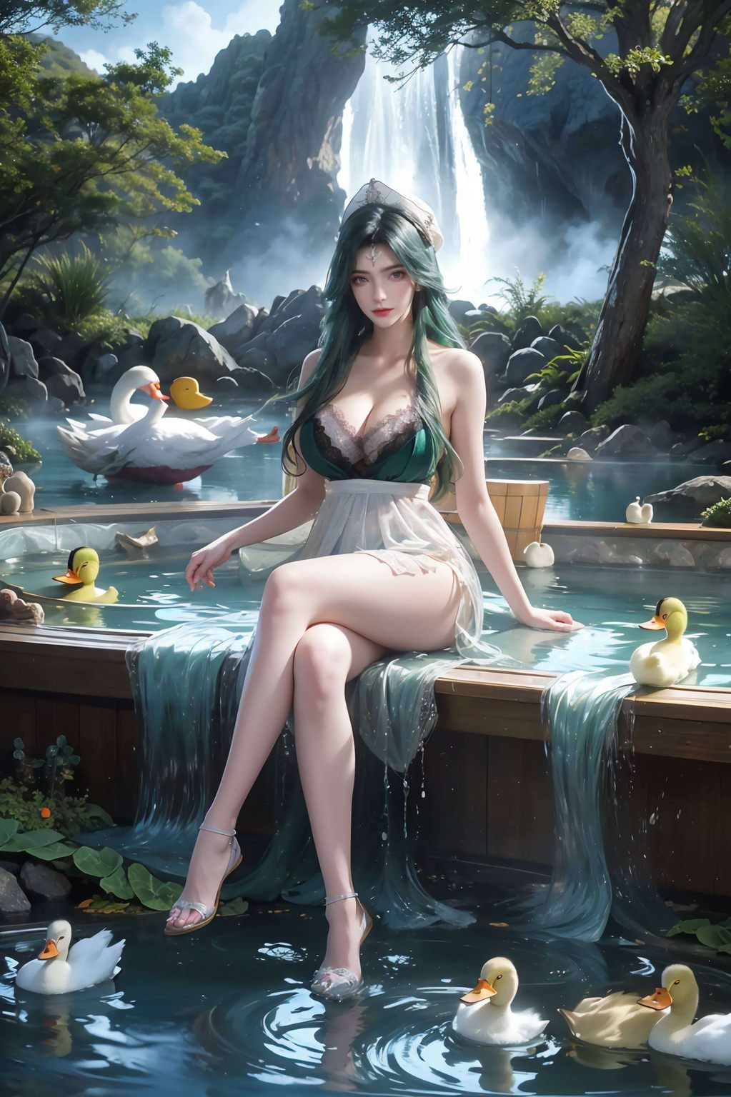 二次元风格浓郁这款AI国漫女主几何2560p壁纸