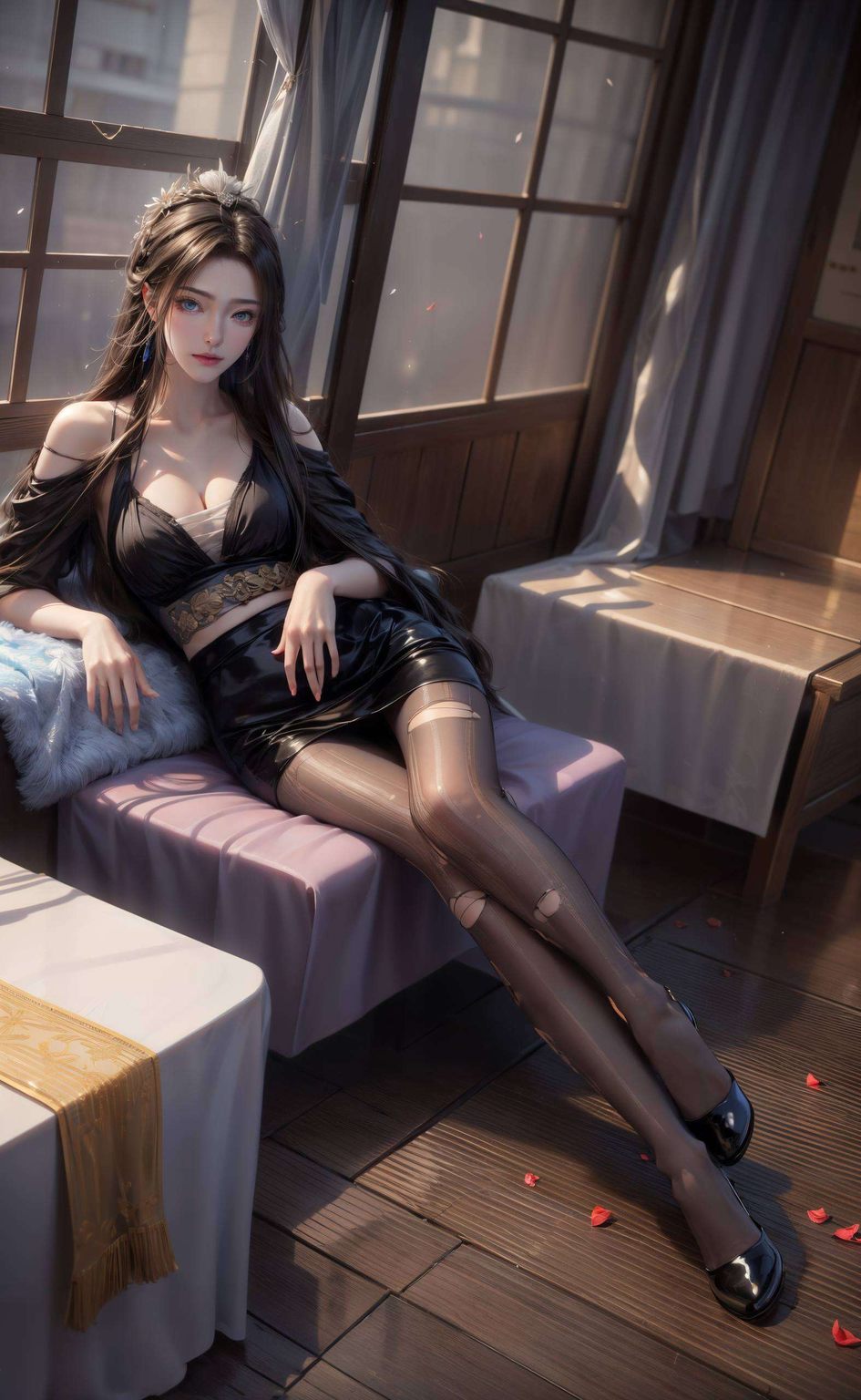 她那修长的双腿为你的桌面带来一抹不羁的波西米亚风情