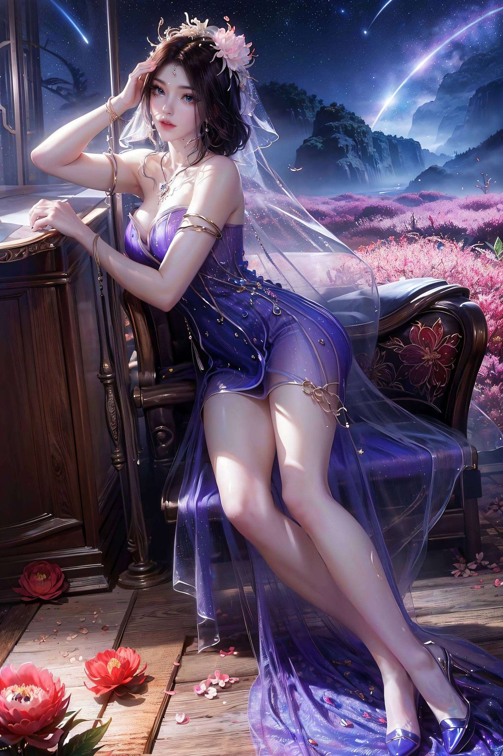 这款AI国漫女生紫灵壁纸为你的手机增添一抹清新风采